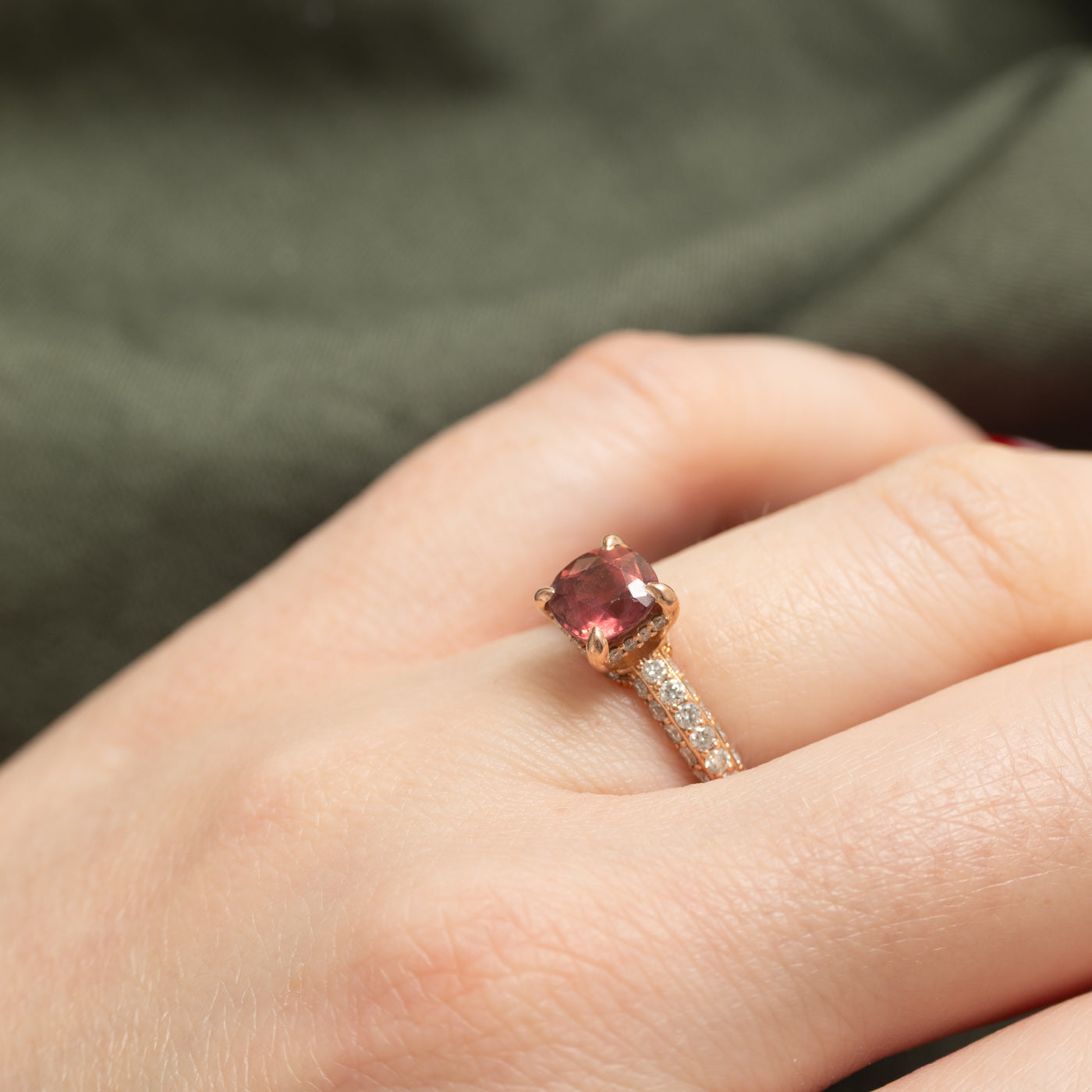 14k Pink Tourmaline & Diamond Accented Ring | 1.38ctw, 1.32ct | SZ 6