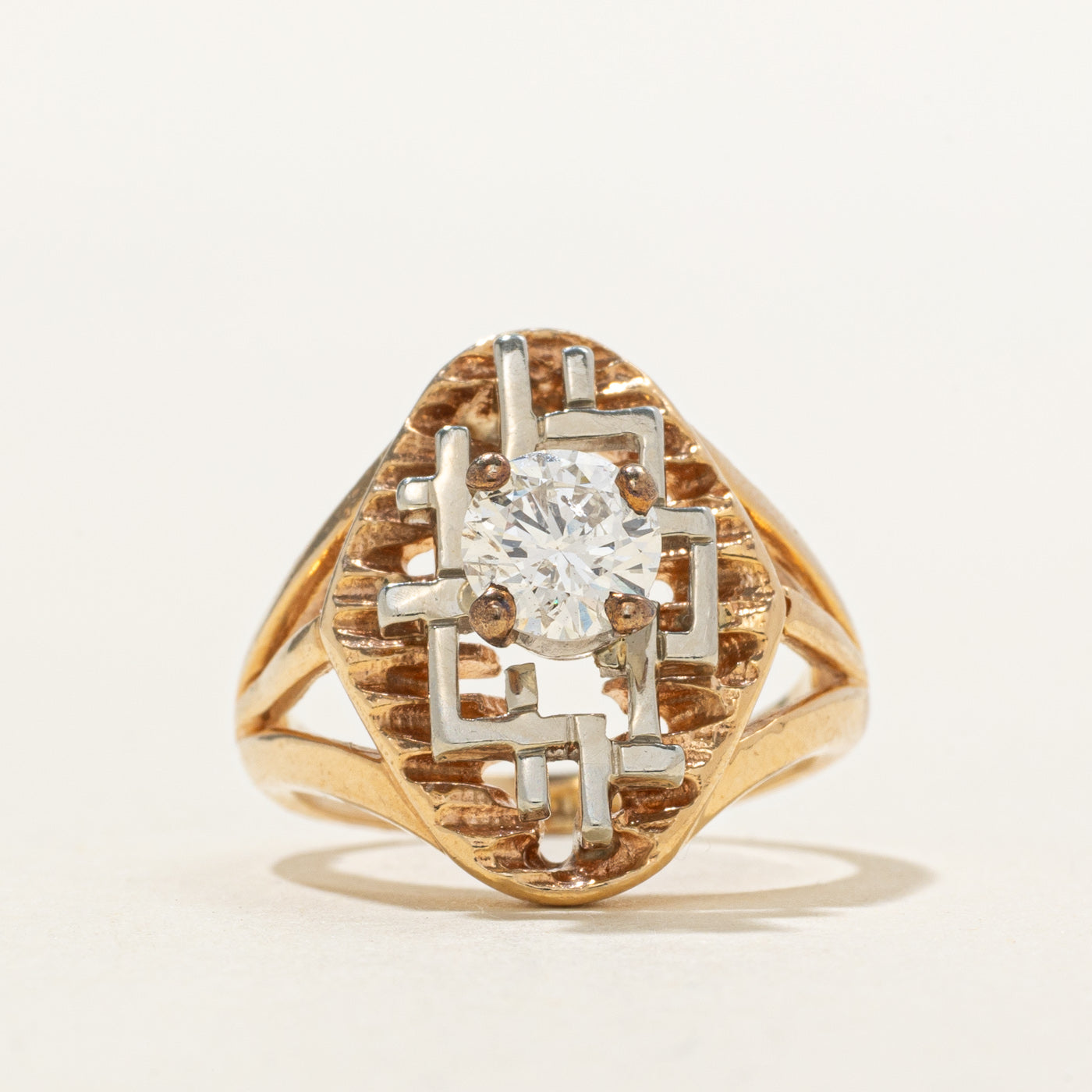 14k Solitaire Diamond Geometric Openwork Ring | 0.55ct I1 H/I | SZ 3.25