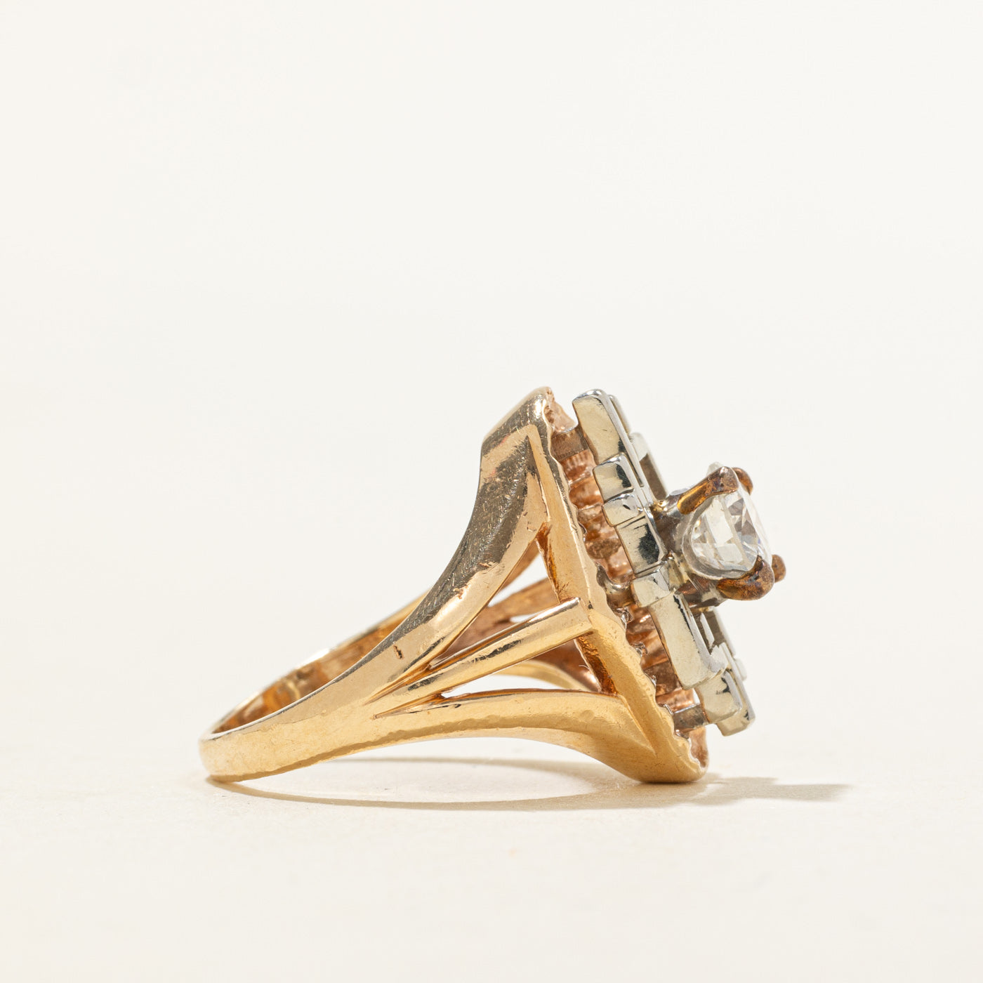 14k Solitaire Diamond Geometric Openwork Ring | 0.55ct I1 H/I | SZ 3.25