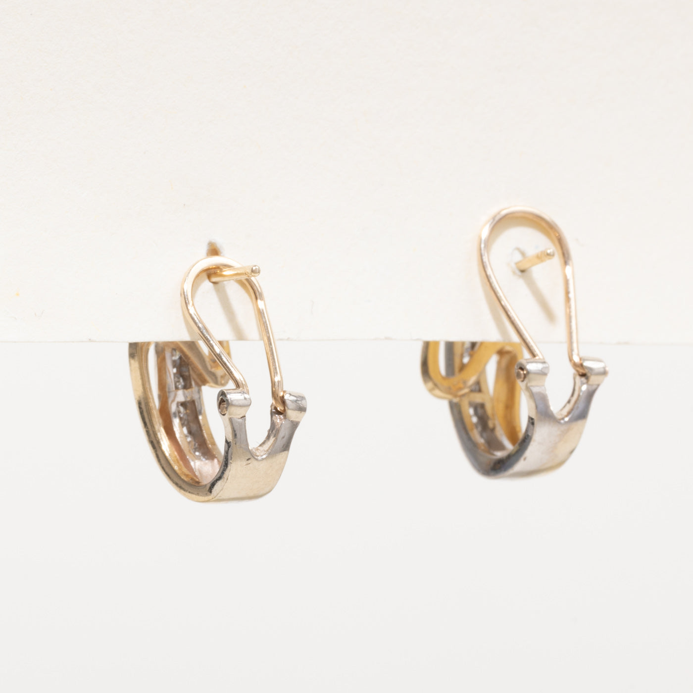 14k Channel Set Diamond Geometric Hoop Earrings | 0.35ctw