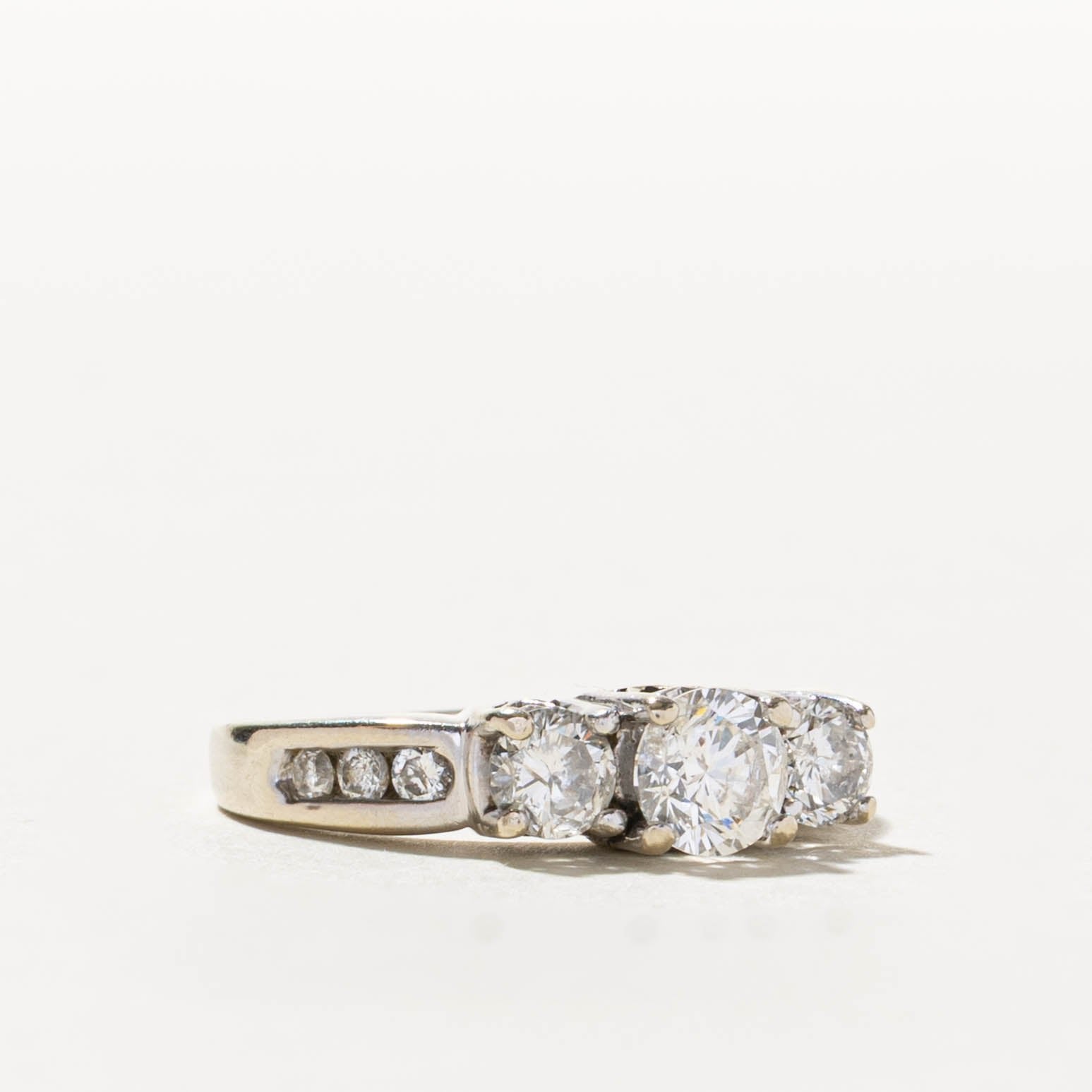 14k Basket Set Three Stone Diamond Ring | 1.07ctw | SZ 5.5