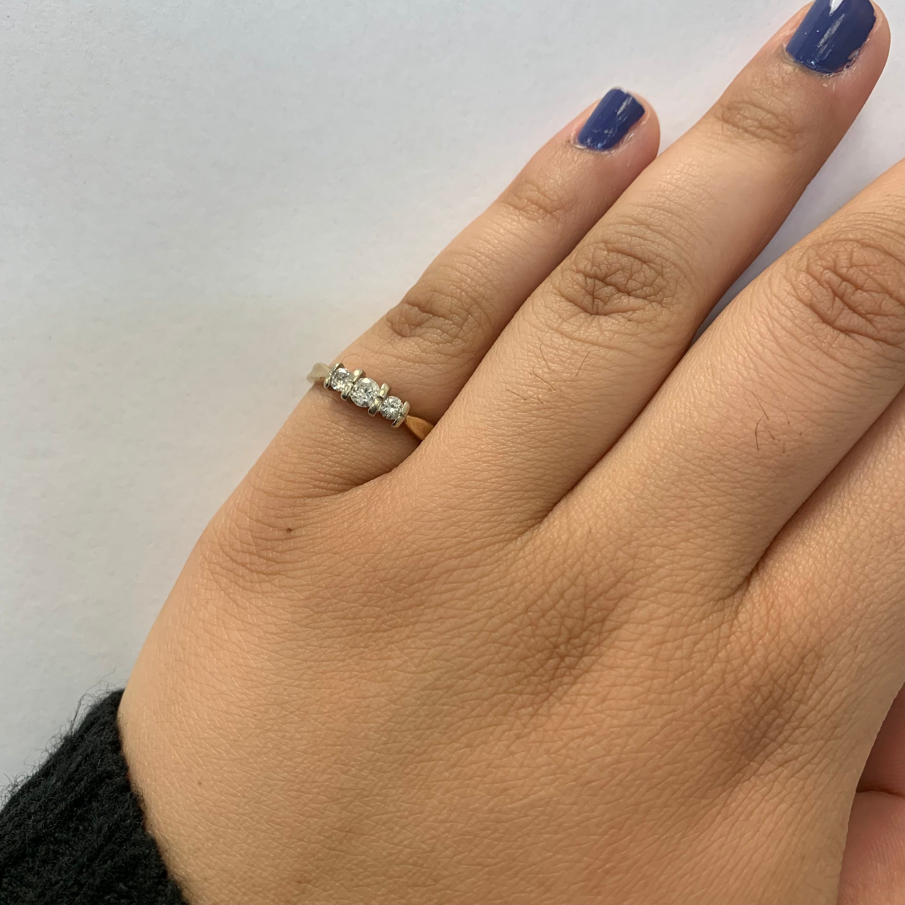Bague à trois diamants | 0,31 ct au total | Taille 6,75 |
