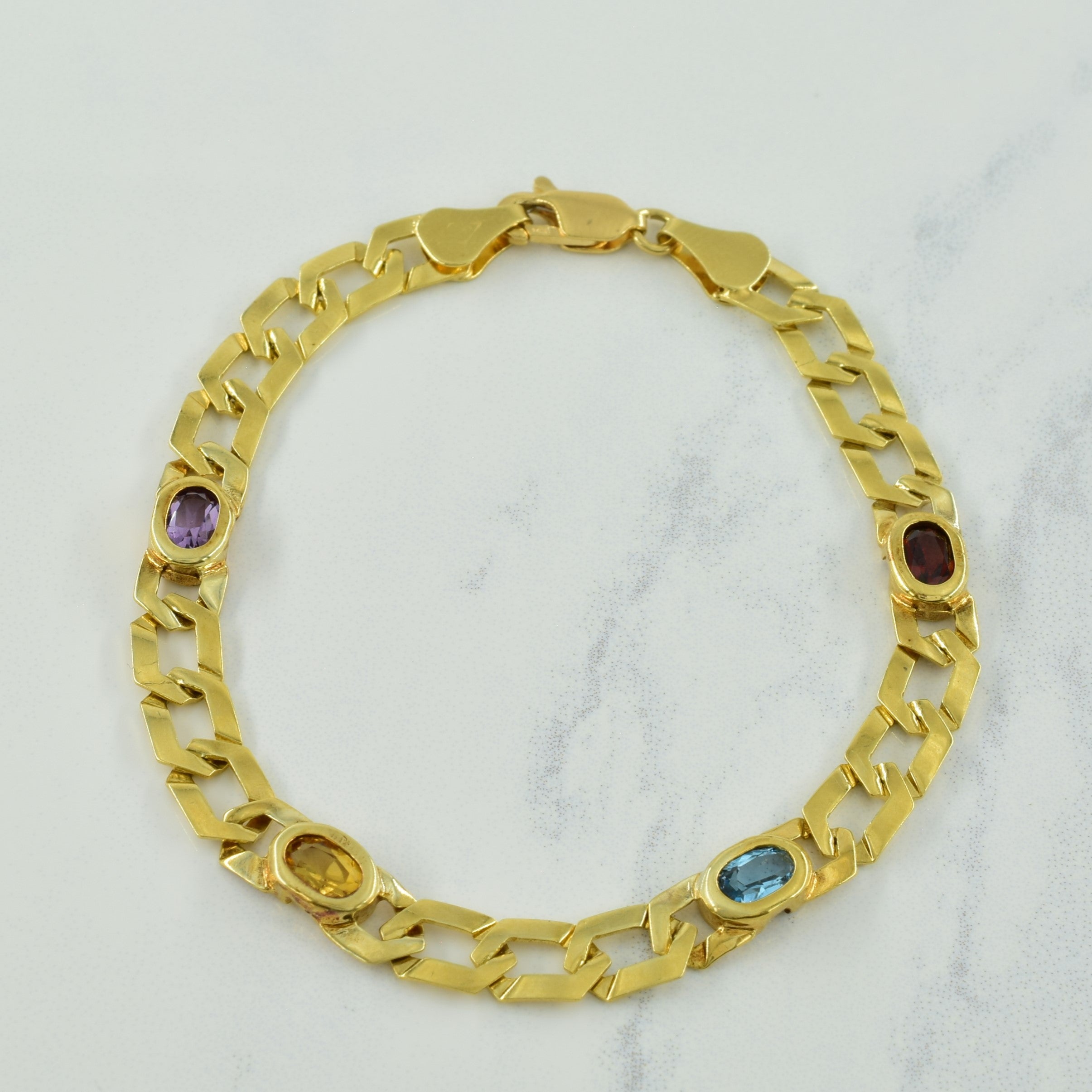 Bracelet cubain à maillons ornés de plusieurs pierres précieuses | 2,00 ct | 7,5 po |