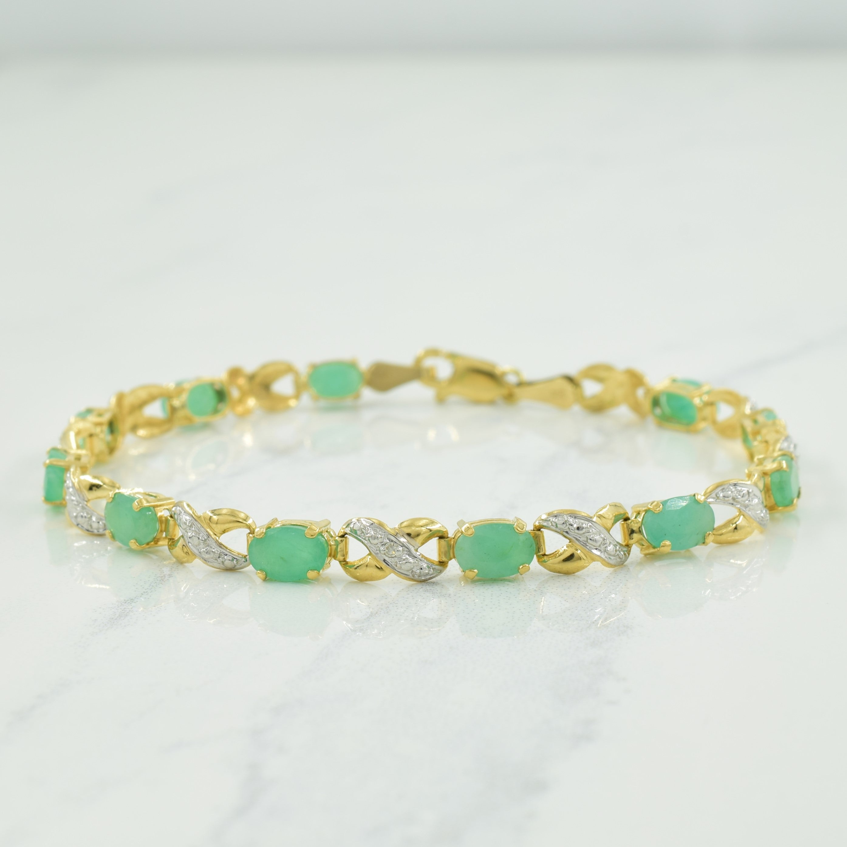 Emerald & Diamond Bracelet | 4.40ctw, 0.005ct | 7.25" |