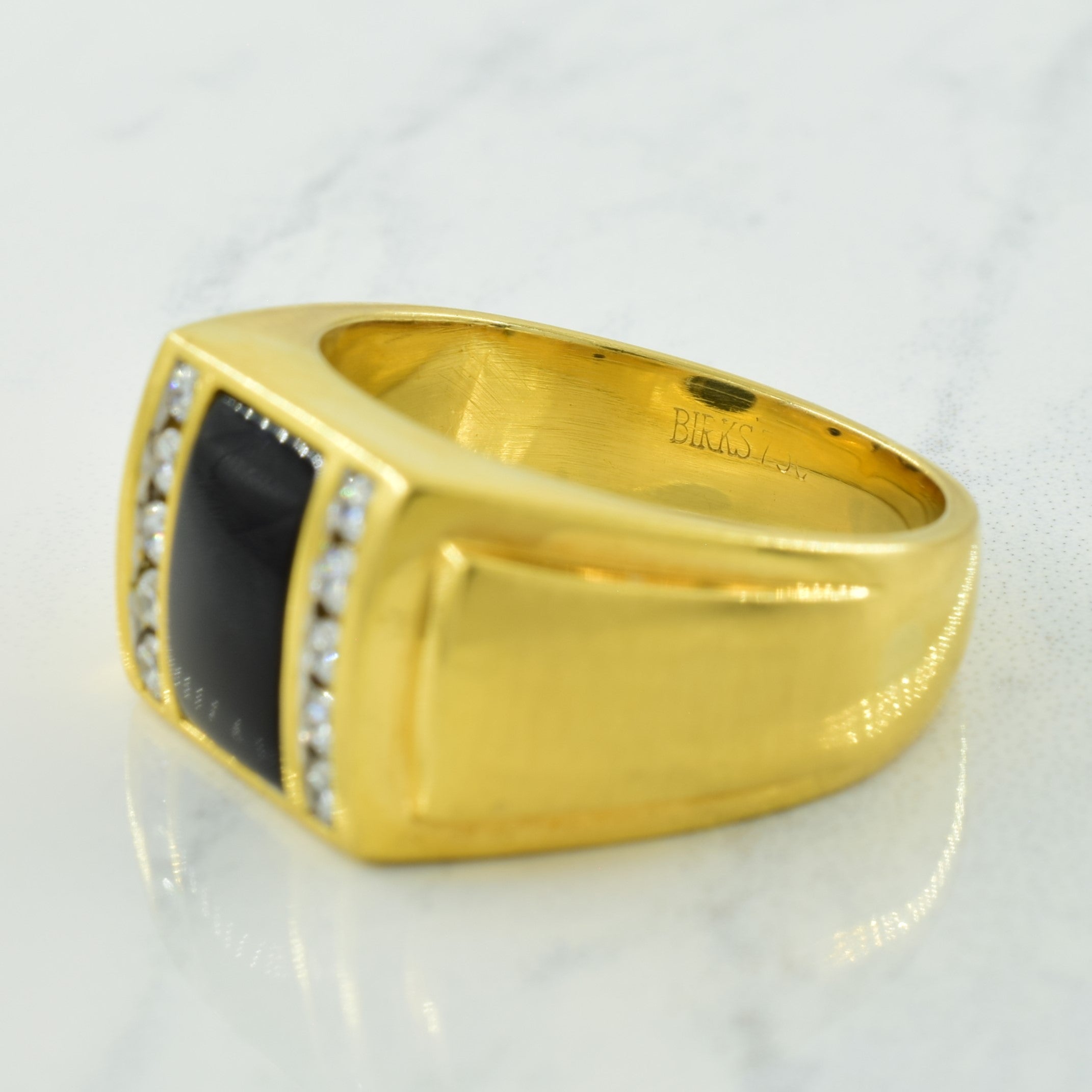 Onyx & Diamond Ring | 1.80ct, 0.30ctw | SZ 10 |