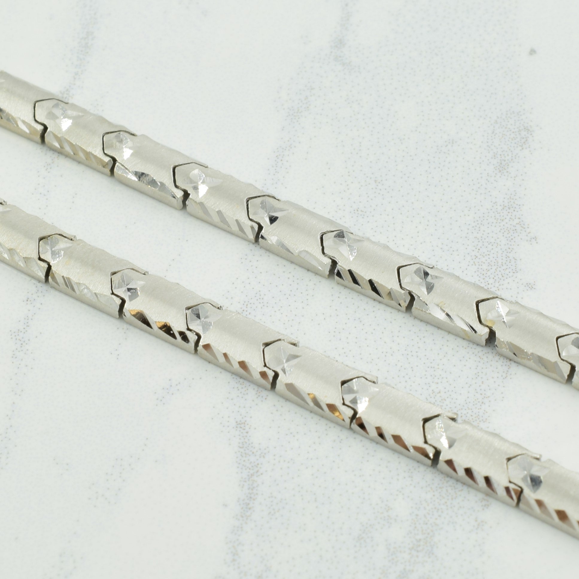18k White Gold Chain & Stud Earrings Set | 16" |