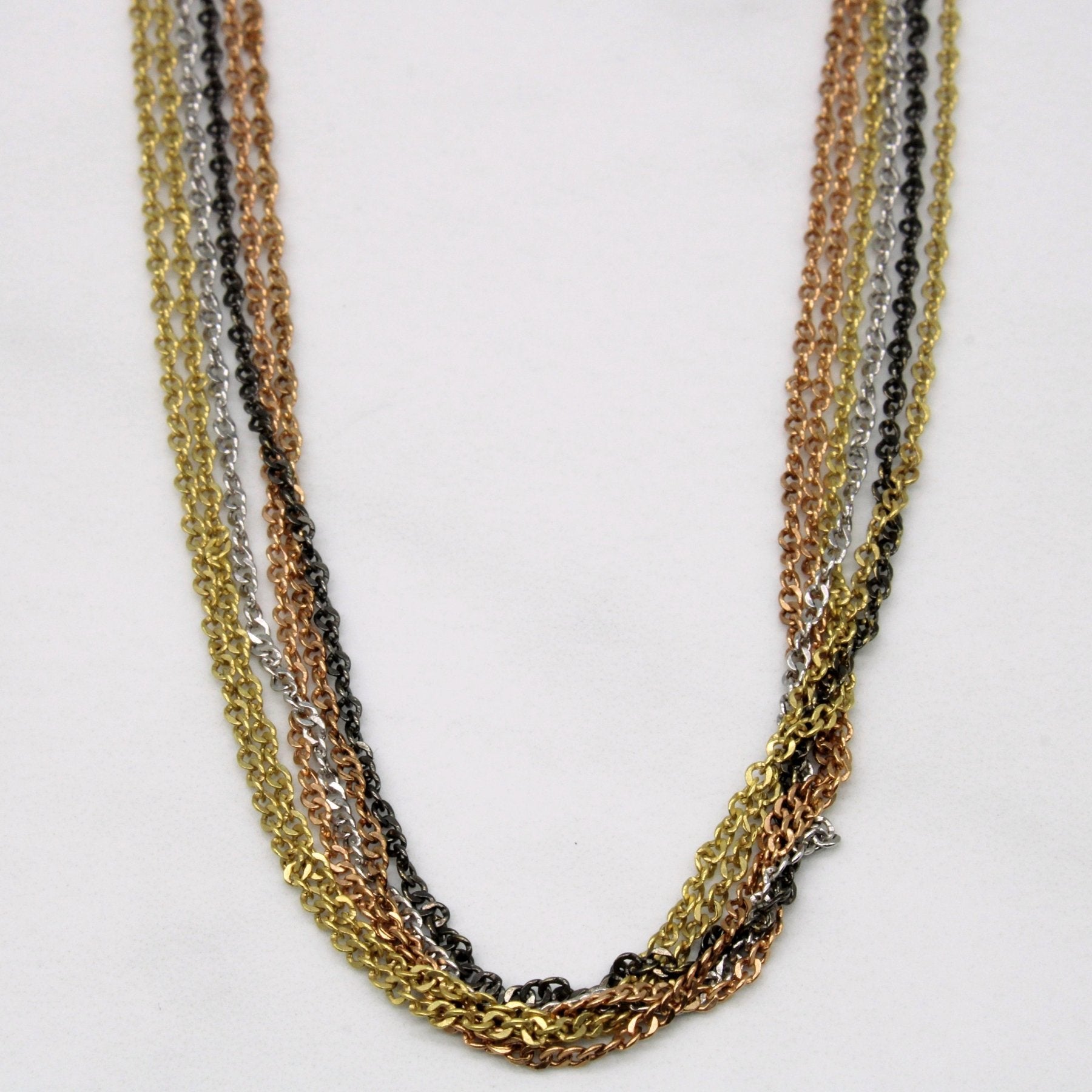 10k Multi Tone Gold Tiered Necklace | 18" | - 100 Ways