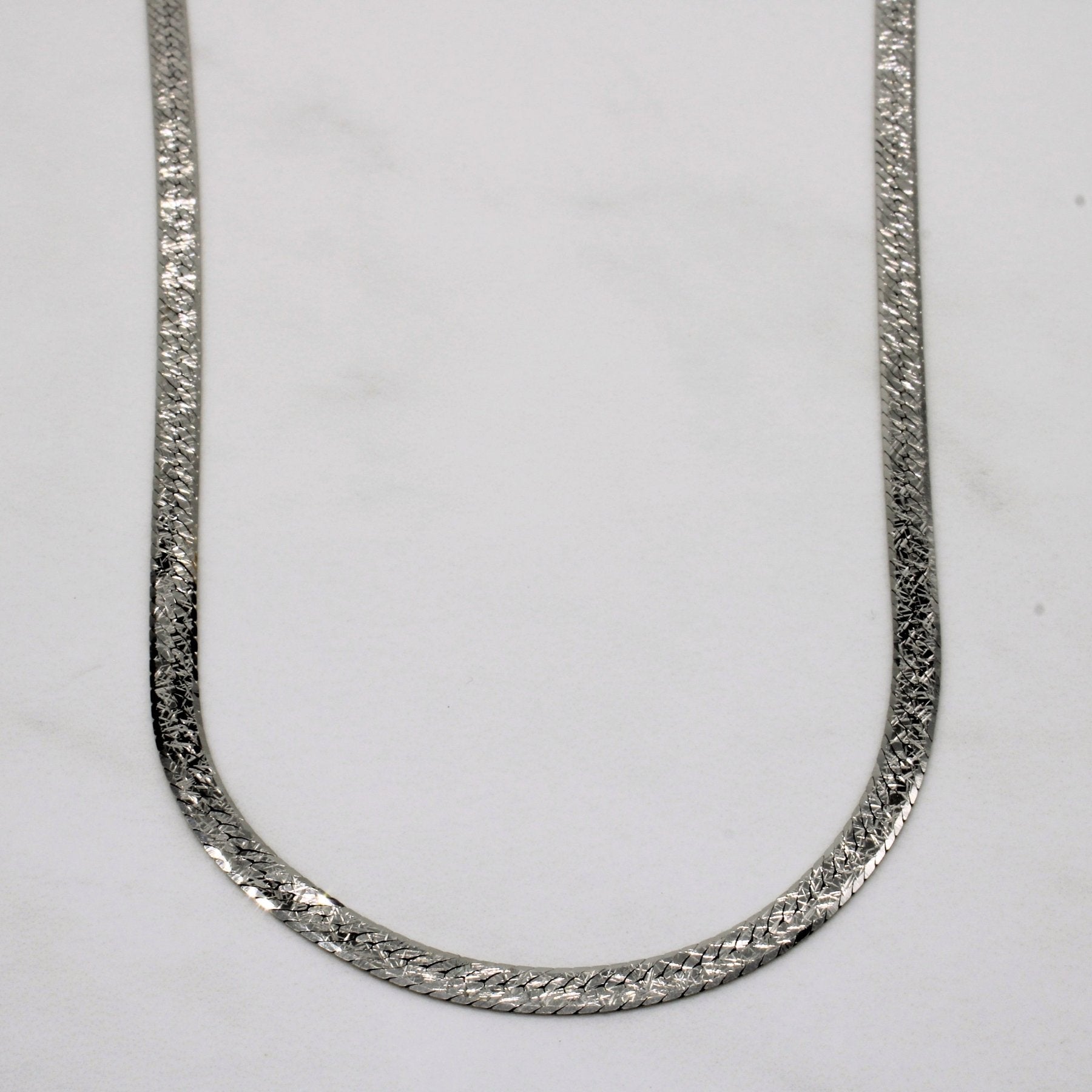 10k Reversible Nugget Detailed Herringbone Chain | 18" | - 100 Ways