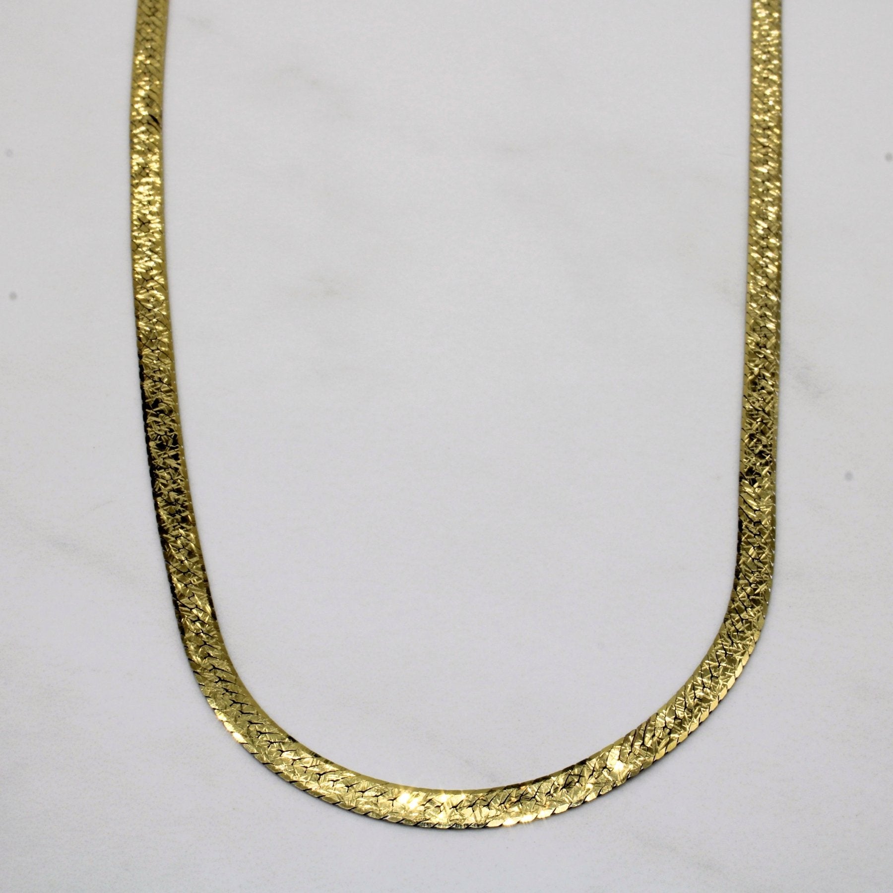 10k Reversible Nugget Detailed Herringbone Chain | 18" | - 100 Ways