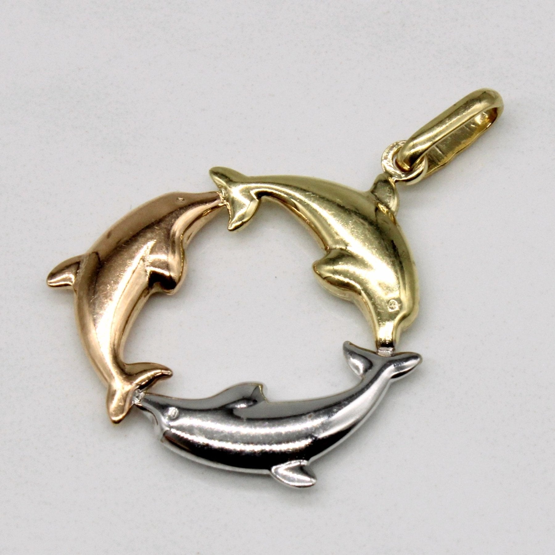 10k Tri Tone Gold Dolphin Wreath Charm - 100 Ways