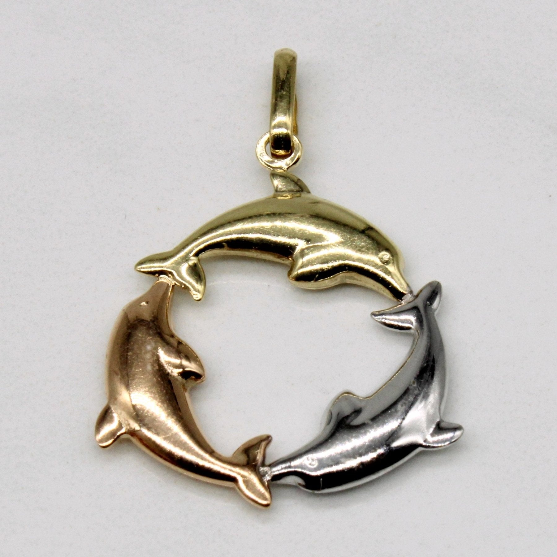 10k Tri Tone Gold Dolphin Wreath Charm - 100 Ways