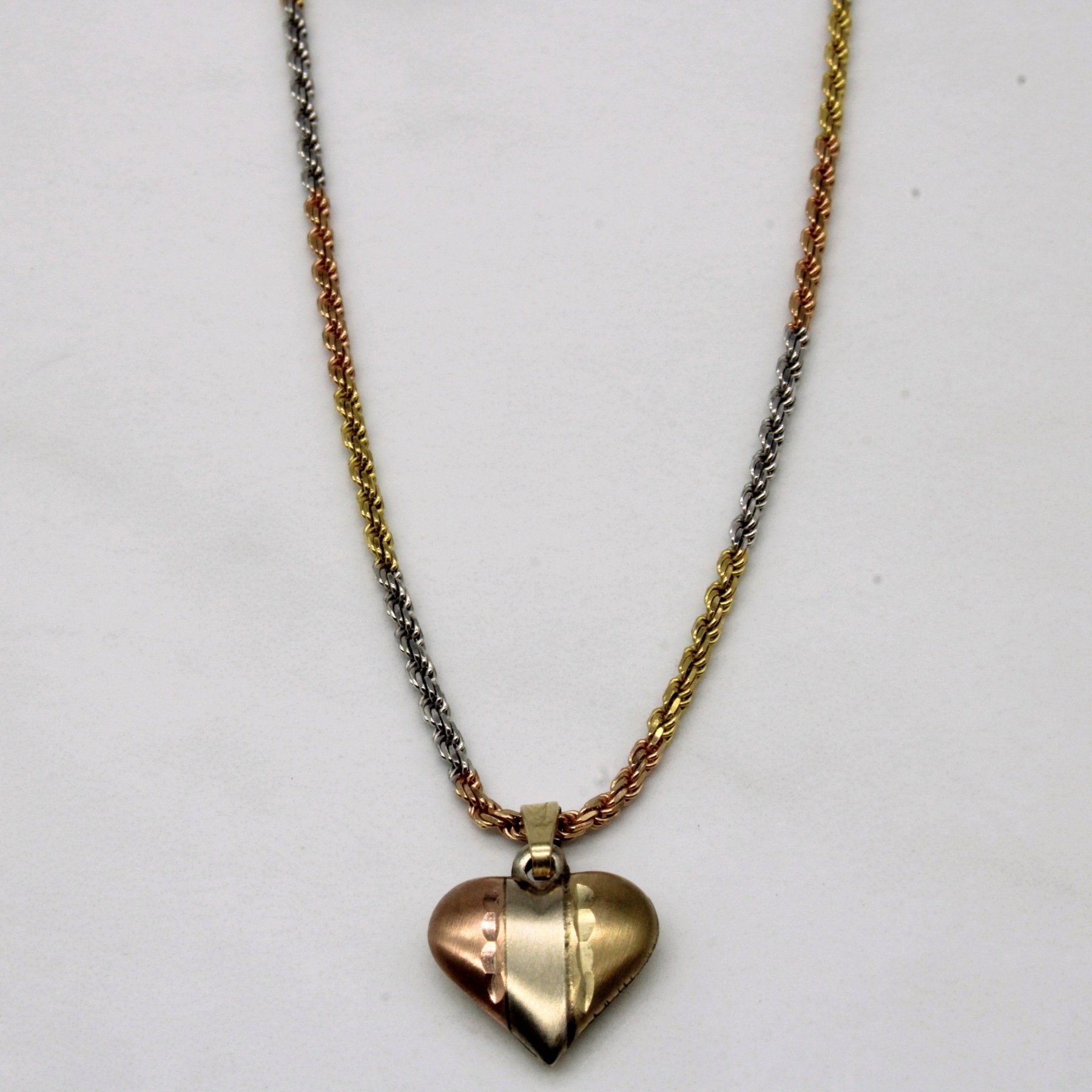 10k Tri Tone Gold Heart Pendant & Necklace | 18" | - 100 Ways