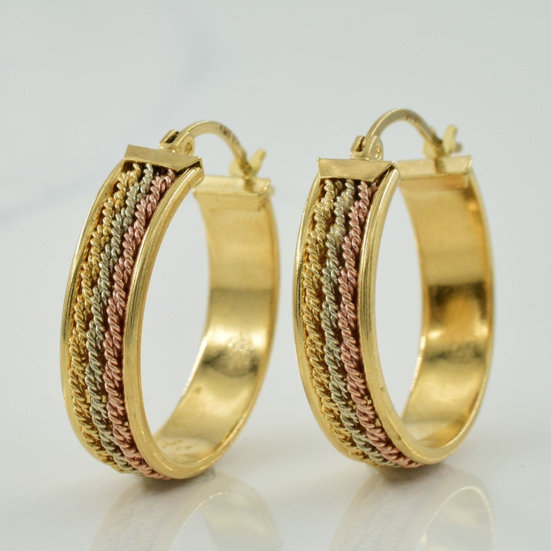 10k Tri Tone Gold Hoop Earrings | - 100 Ways