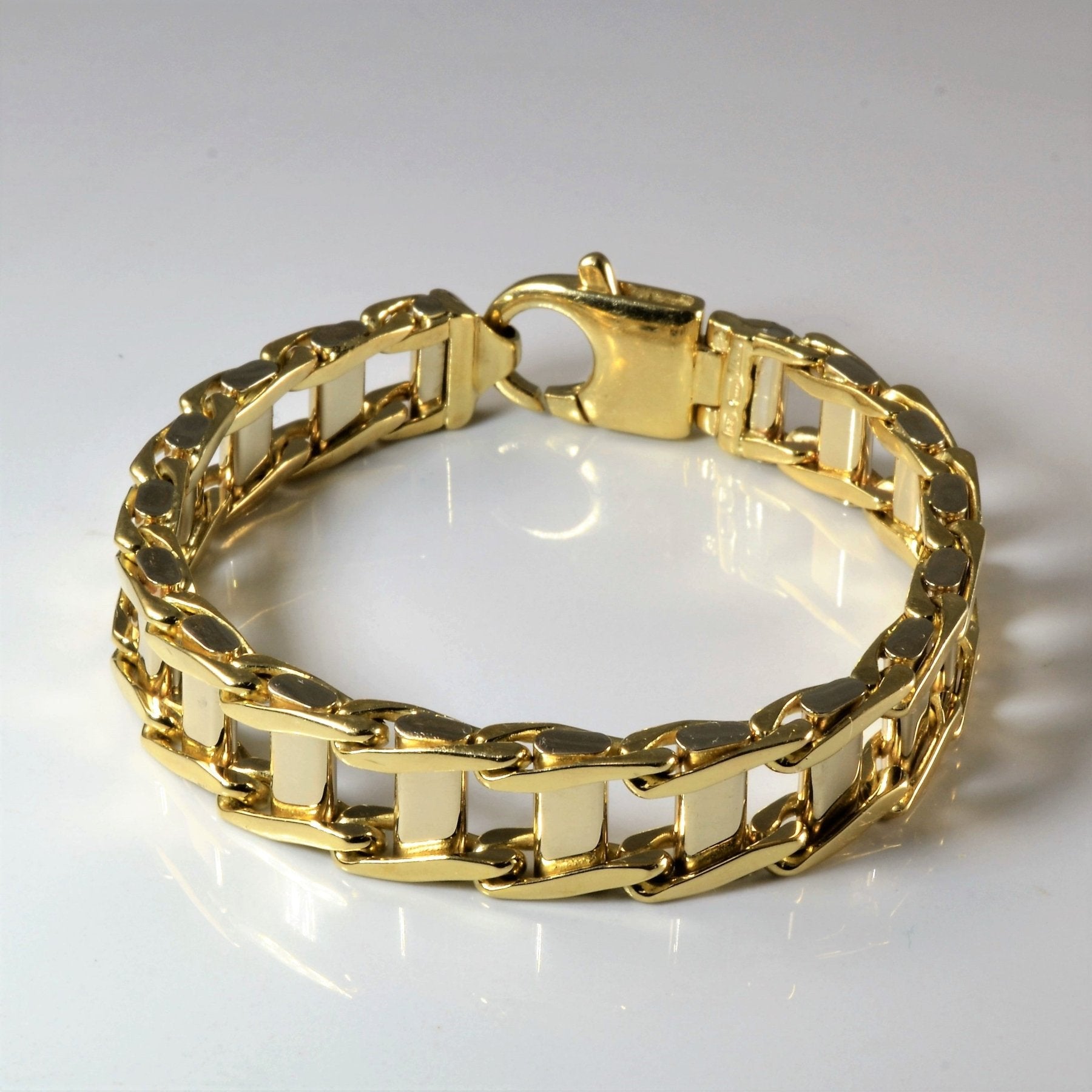 10k Two Tone Biker Chain Bracelet | 8" | - 100 Ways