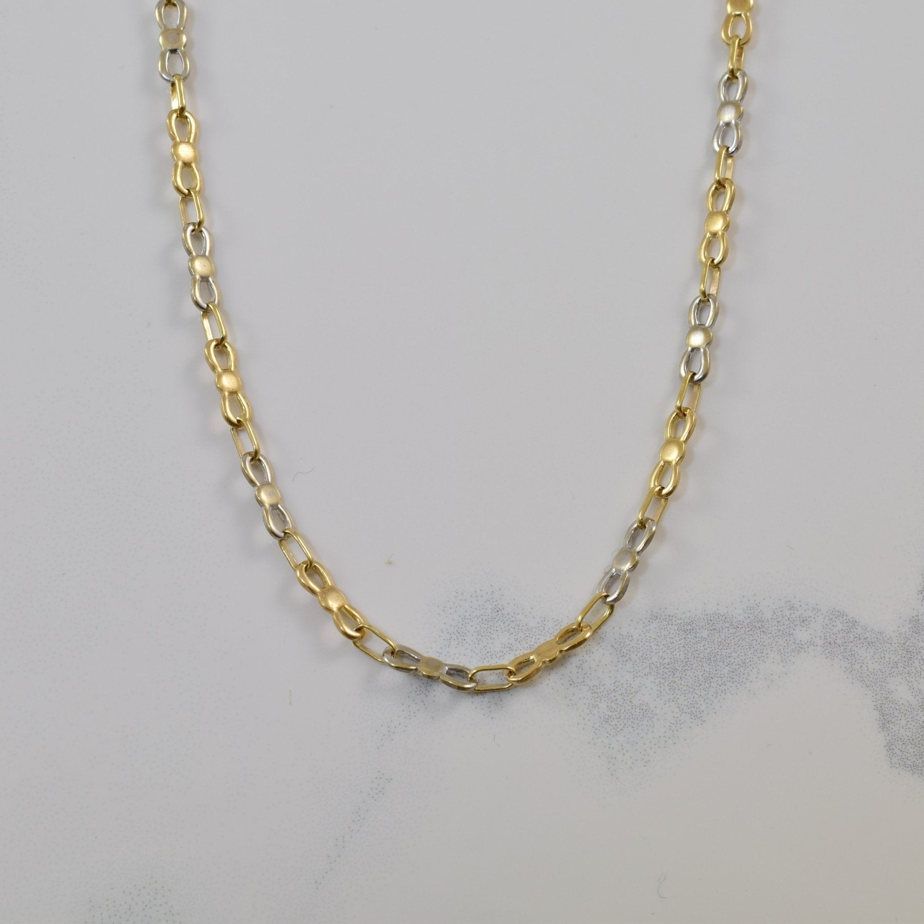 10k Two Tone Fancy Link Chain | 19" | - 100 Ways