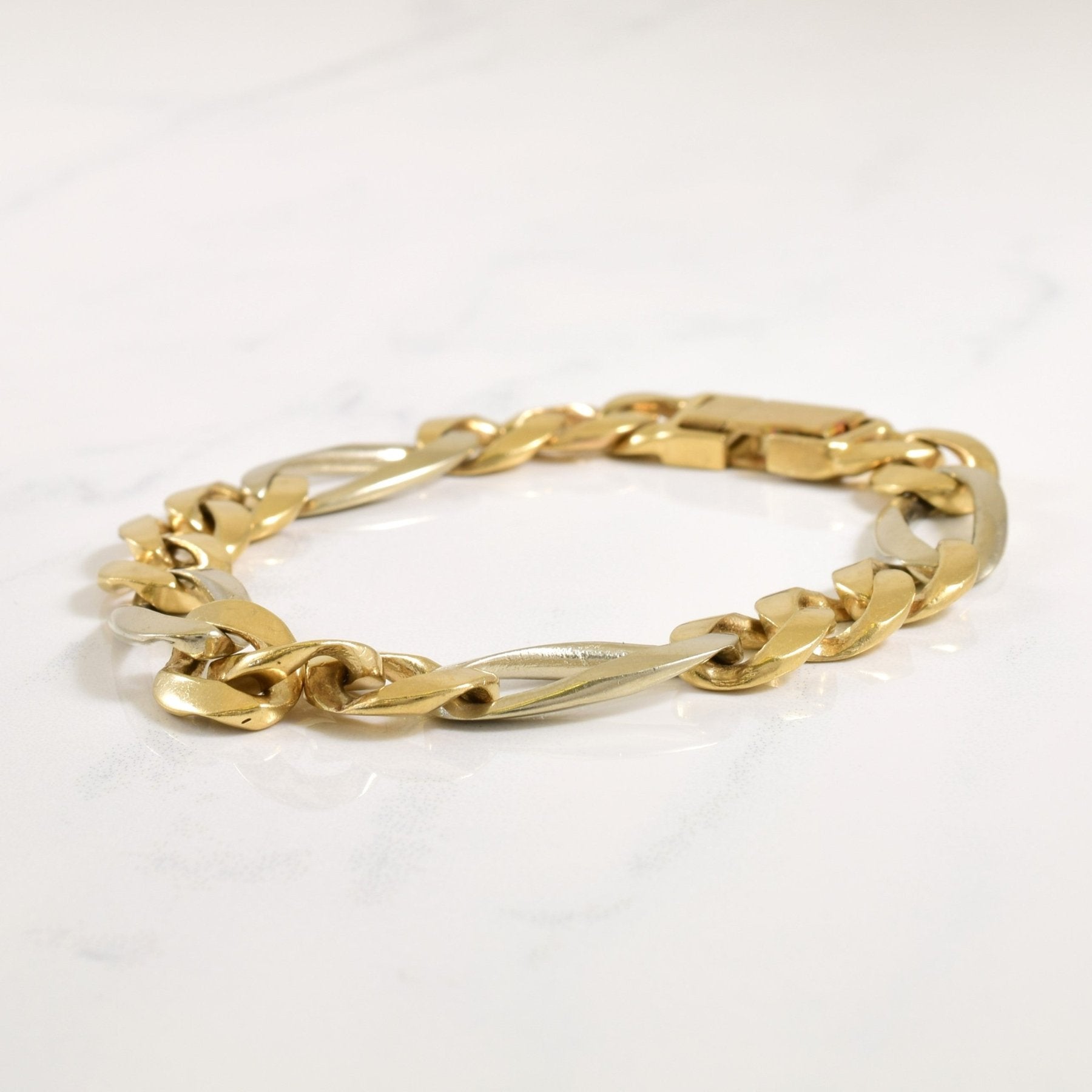 10k Two Tone Figaro Bracelet | 7" | - 100 Ways