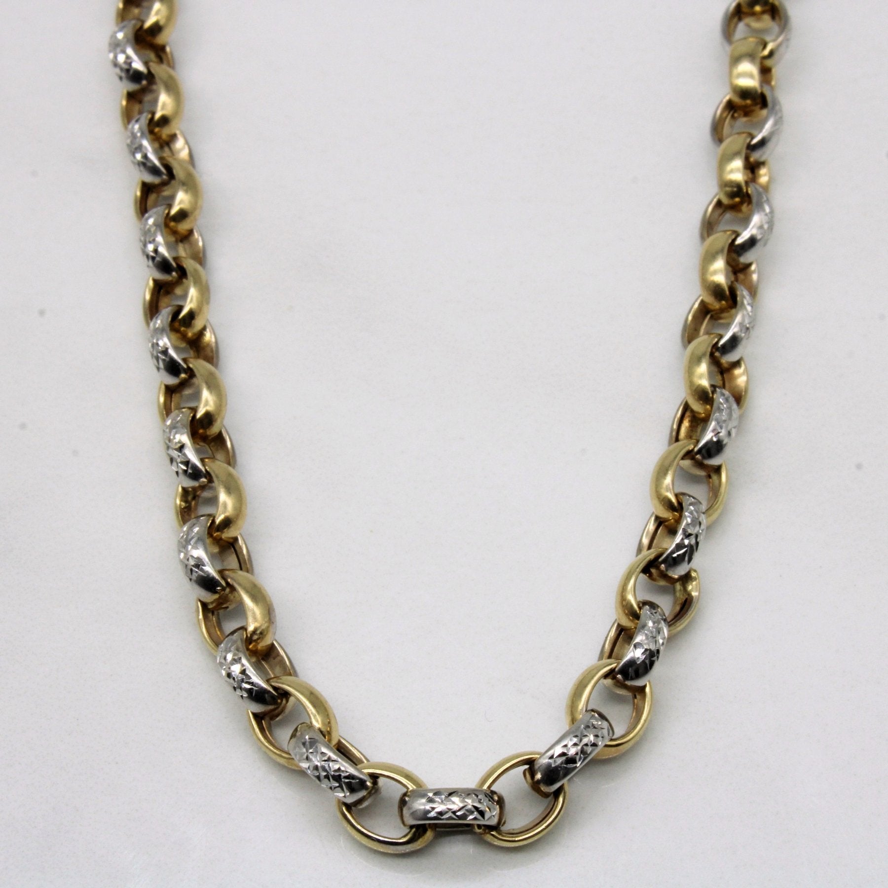 10k Two Tone Gold Circle Link Chain | 21" | - 100 Ways
