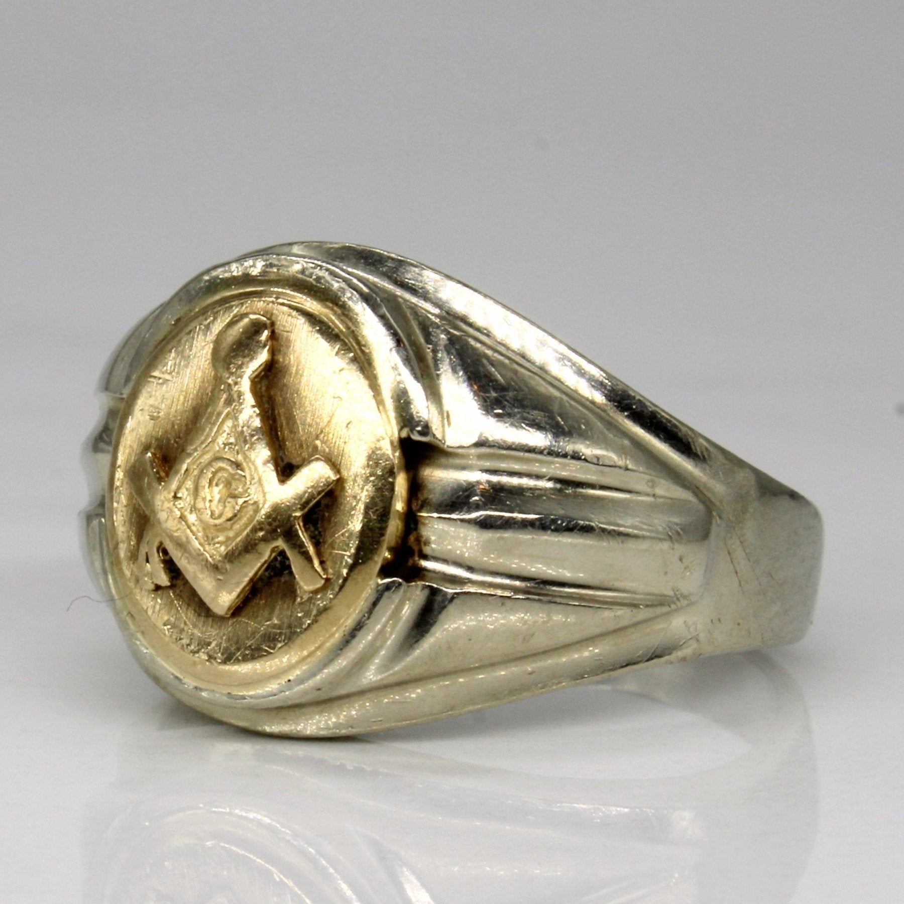 10k Two Tone Gold Free Masons Ring | SZ 8.25 | - 100 Ways