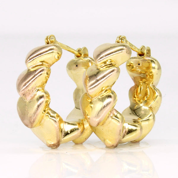 10k Two Tone Gold Heart Hoop Earrings