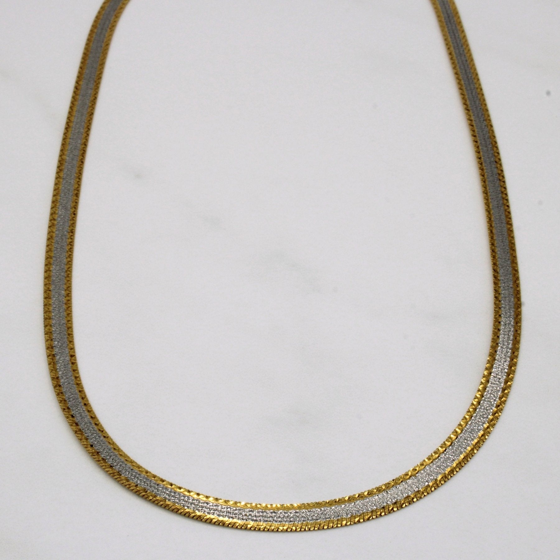 10k Two Tone Gold Herringbone Chain | 18" | - 100 Ways
