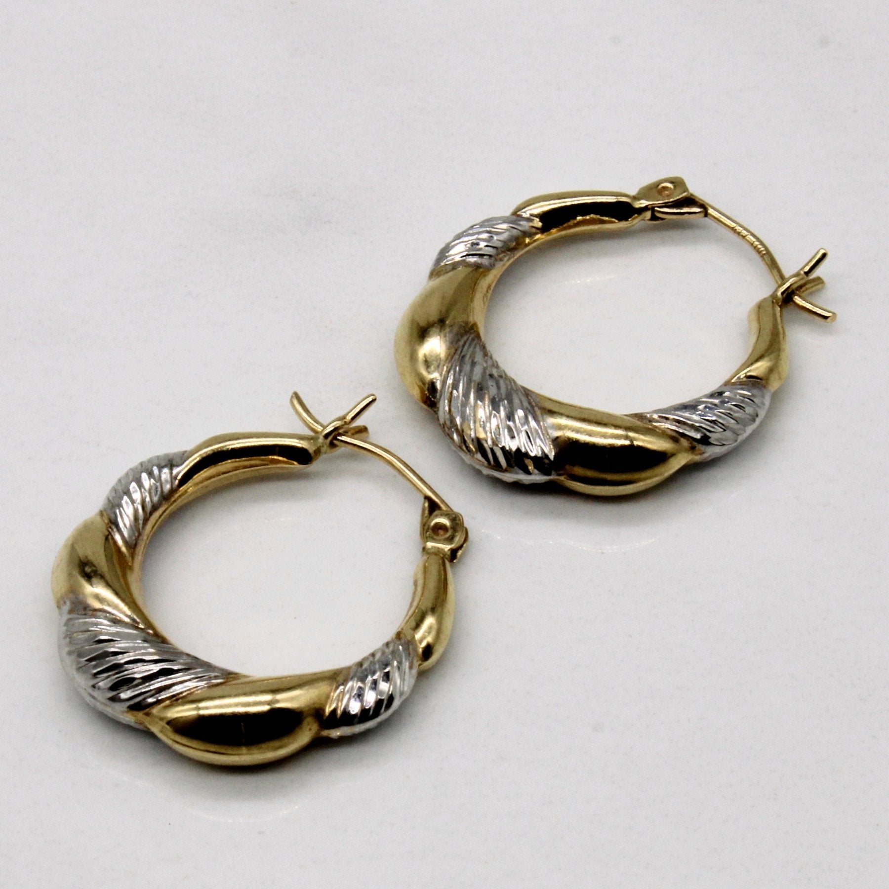 10k Two Tone Gold Hoop Earrings - 100 Ways