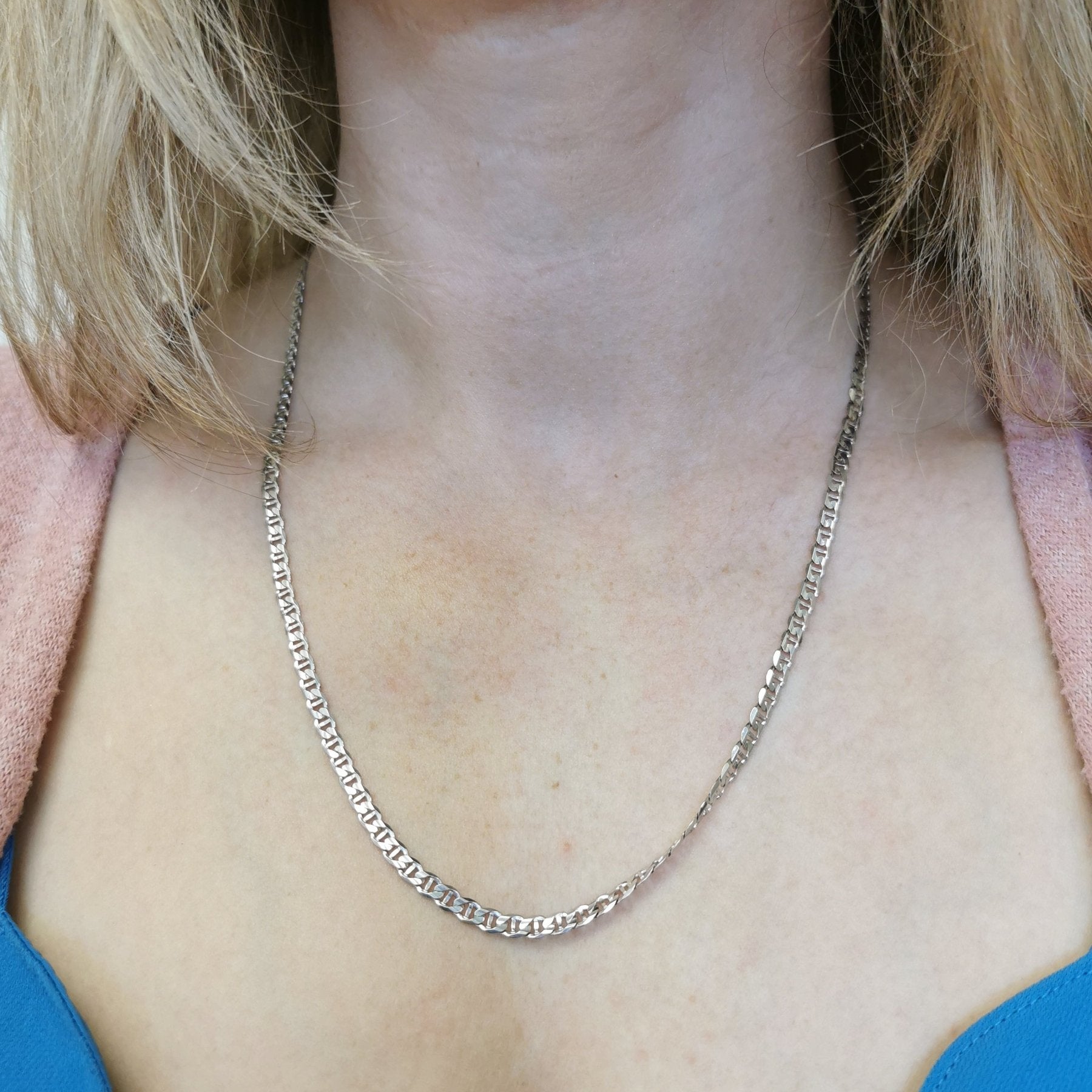 10k White Gold Anchor Chain | 20" | - 100 Ways