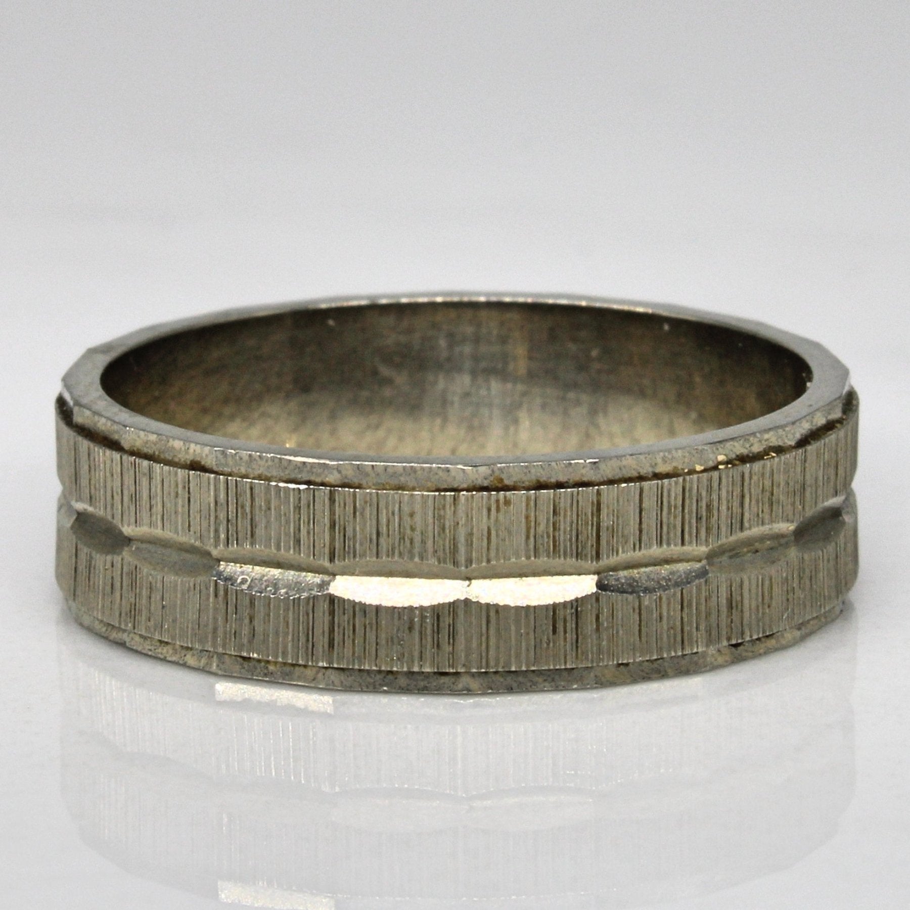 10k White Gold Brushed Pattern Ring | SZ 8.5 | - 100 Ways