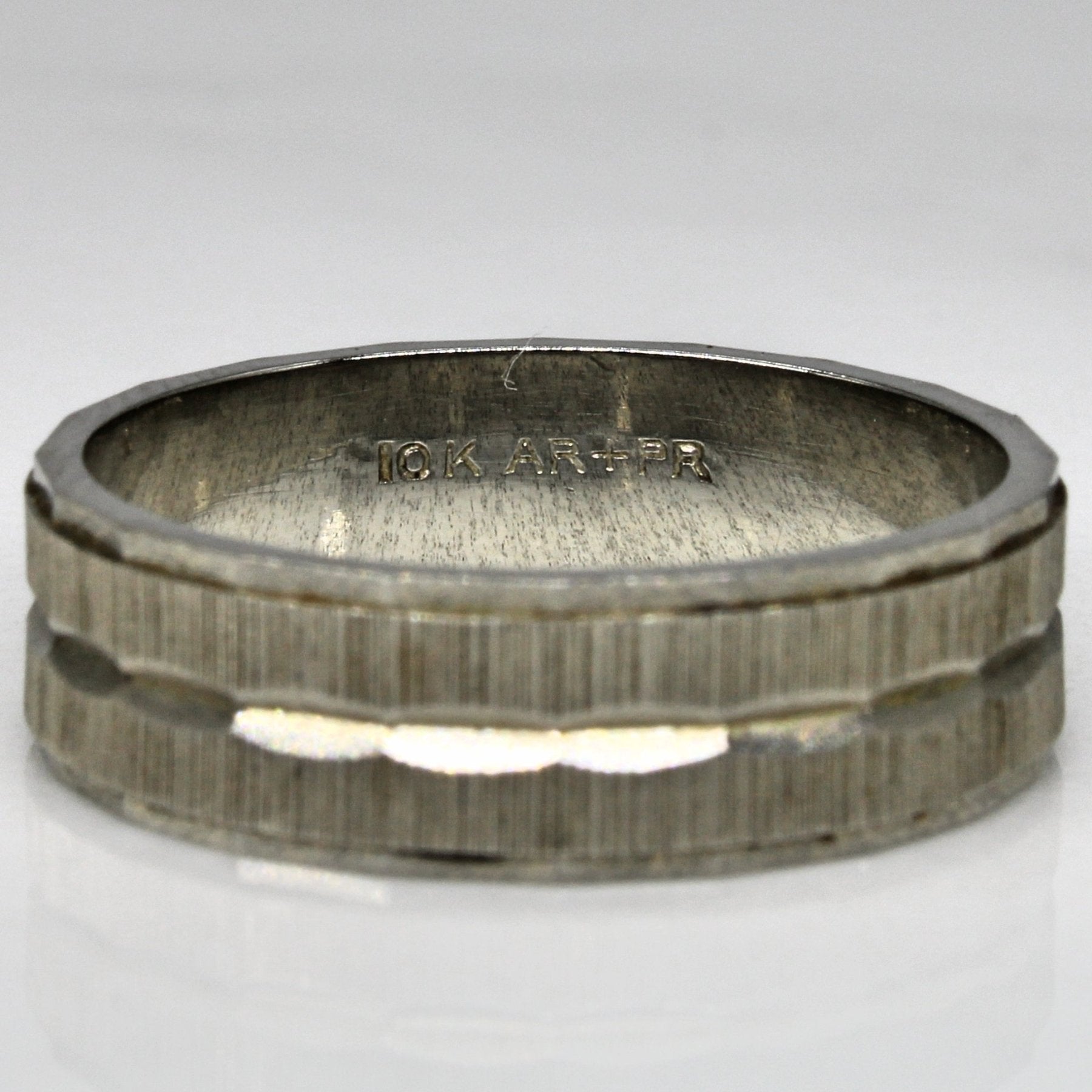 10k White Gold Brushed Pattern Ring | SZ 8.5 | - 100 Ways