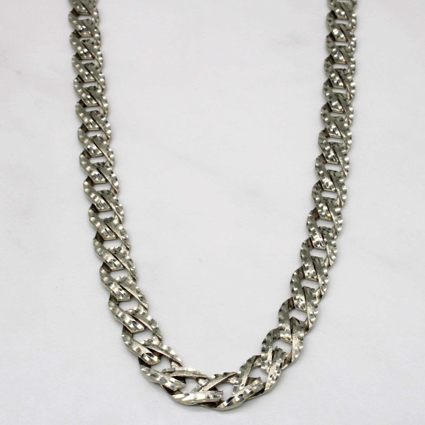 10k White Gold Curb Link Chain 22