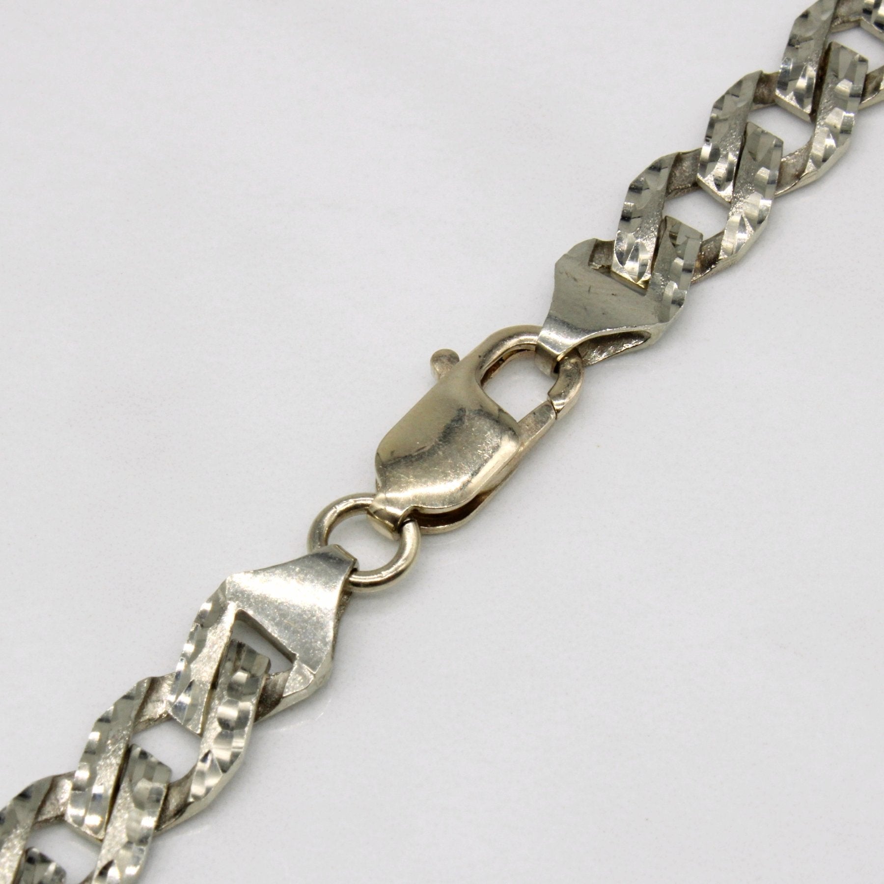 10k White Gold Curb Link Chain | 22