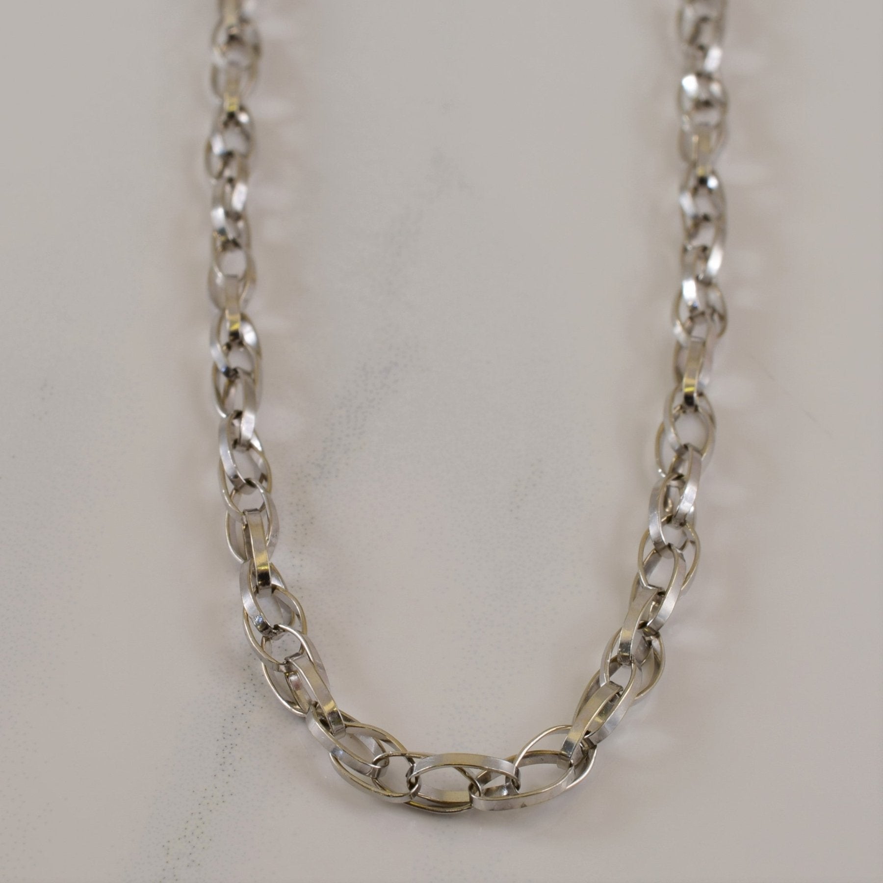 10k White Gold Double Link Chain | 18.25" | - 100 Ways