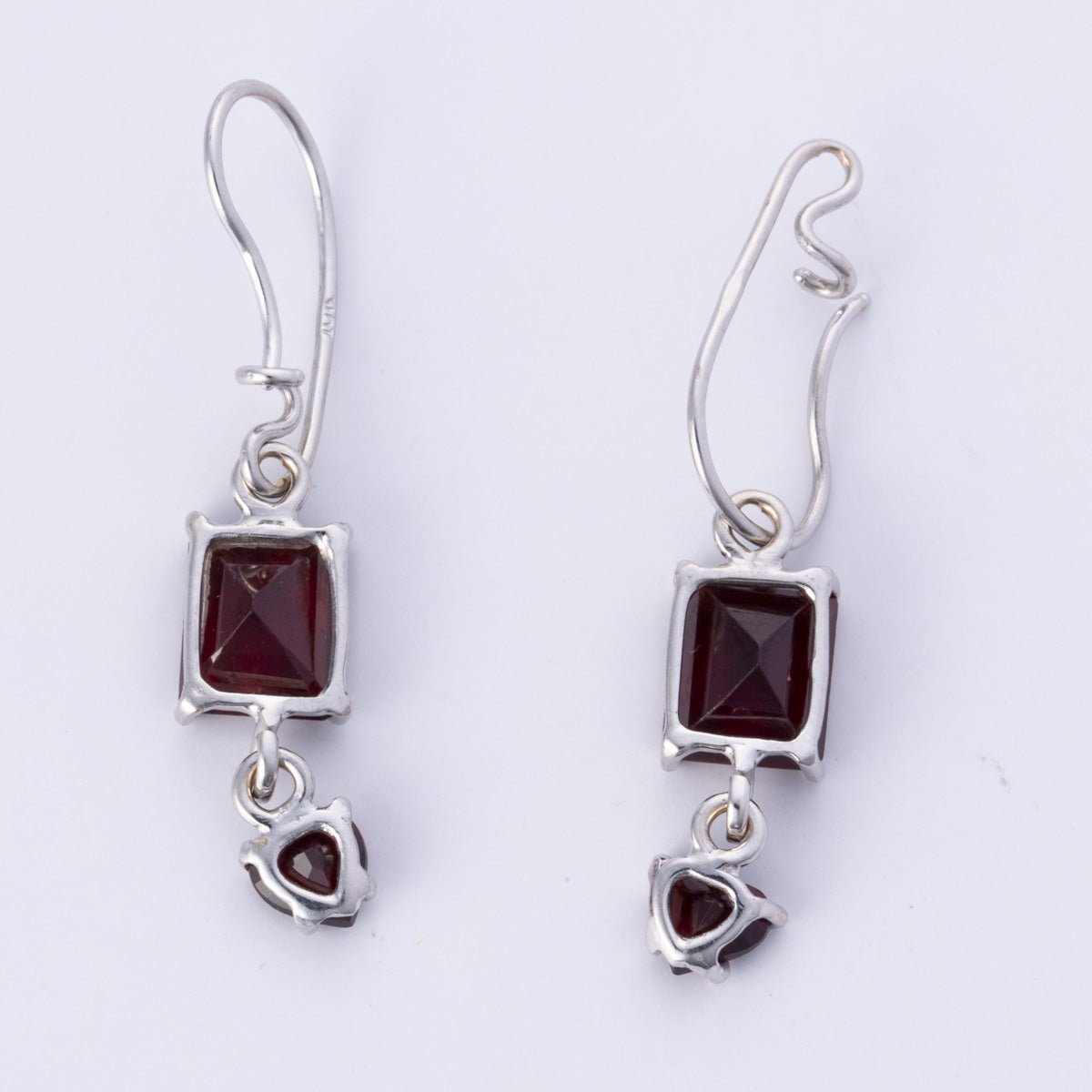 10k White Gold Rectangular/Heart Garnet Earrings | 6.00ctw - 100 Ways