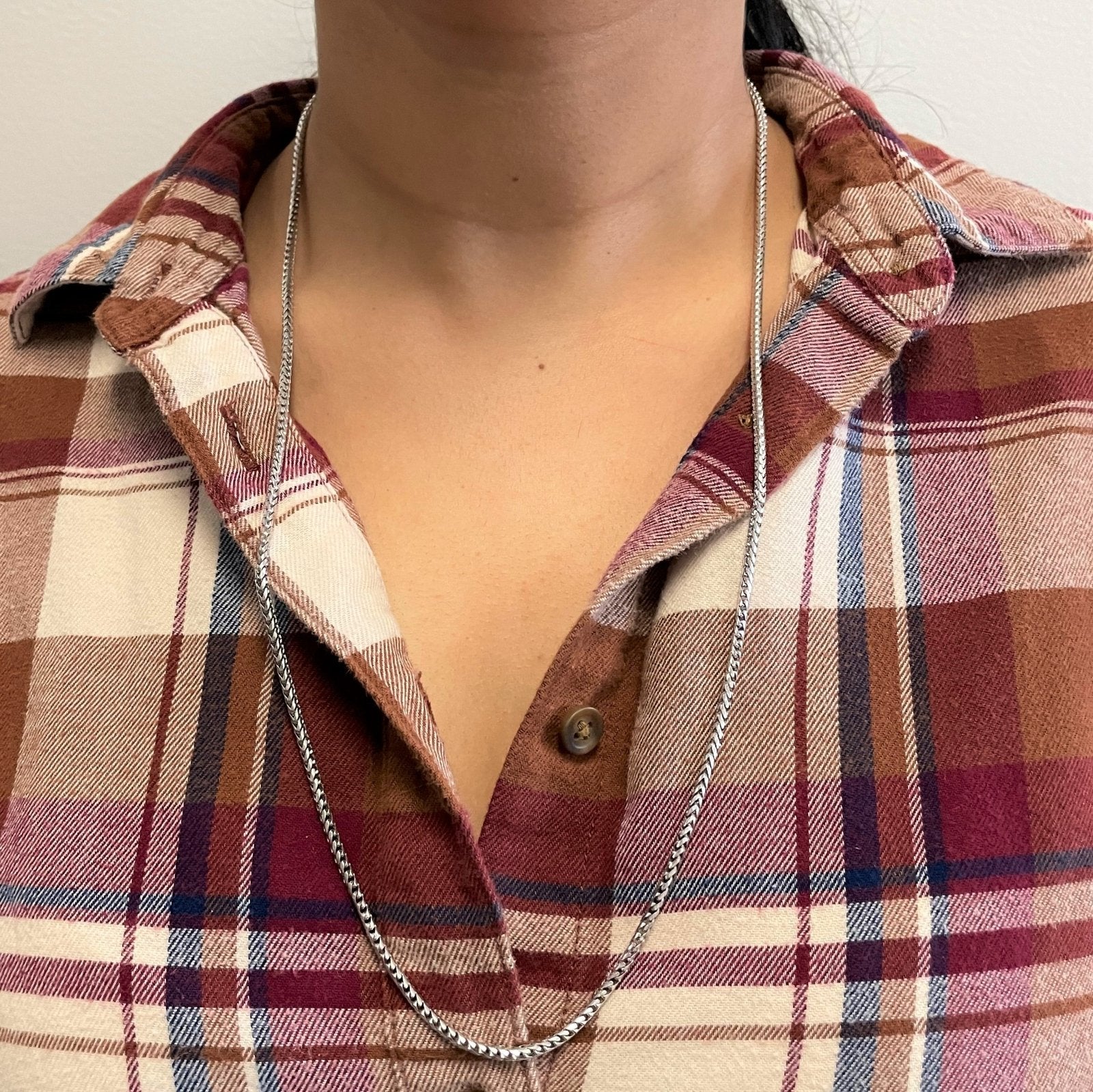 10k White Gold Rounded Wheat Chain | 26" | - 100 Ways