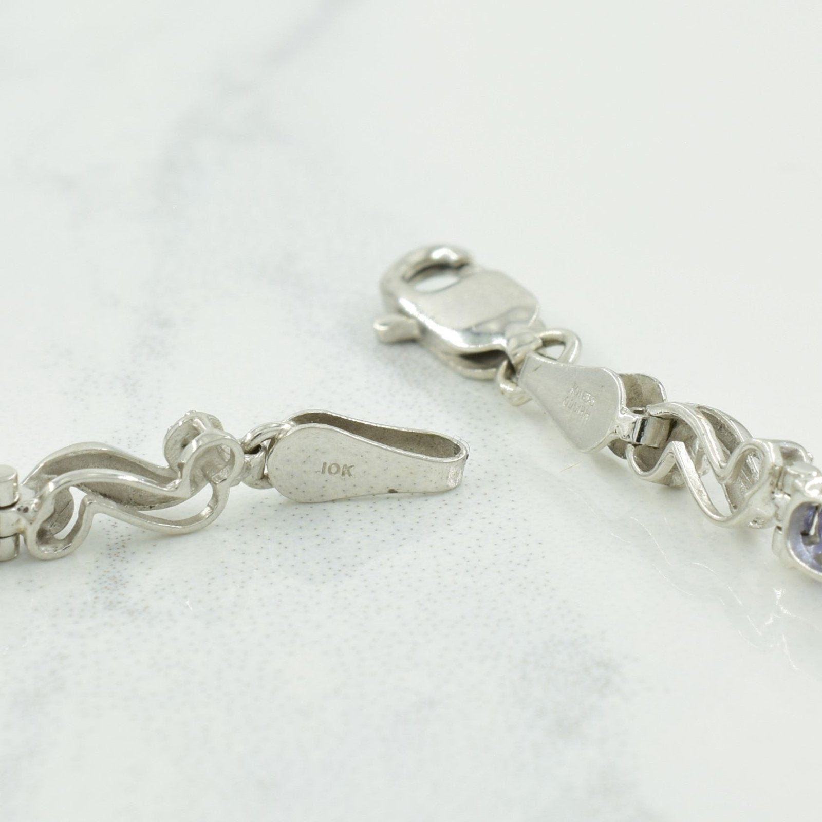 10k White Gold Tanzanite & Diamond Bracelet | 1.76ctw, 0.005ct | 7" | - 100 Ways