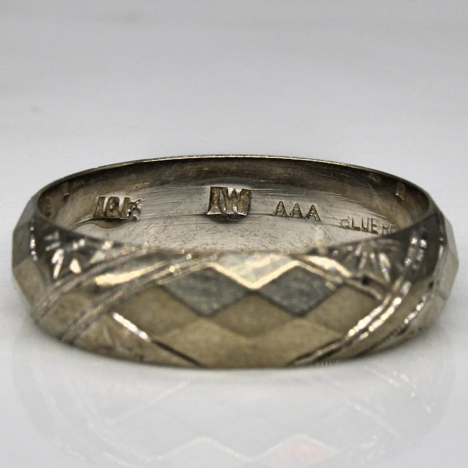 10k White Gold Textured Ring | SZ 9.5 | - 100 Ways