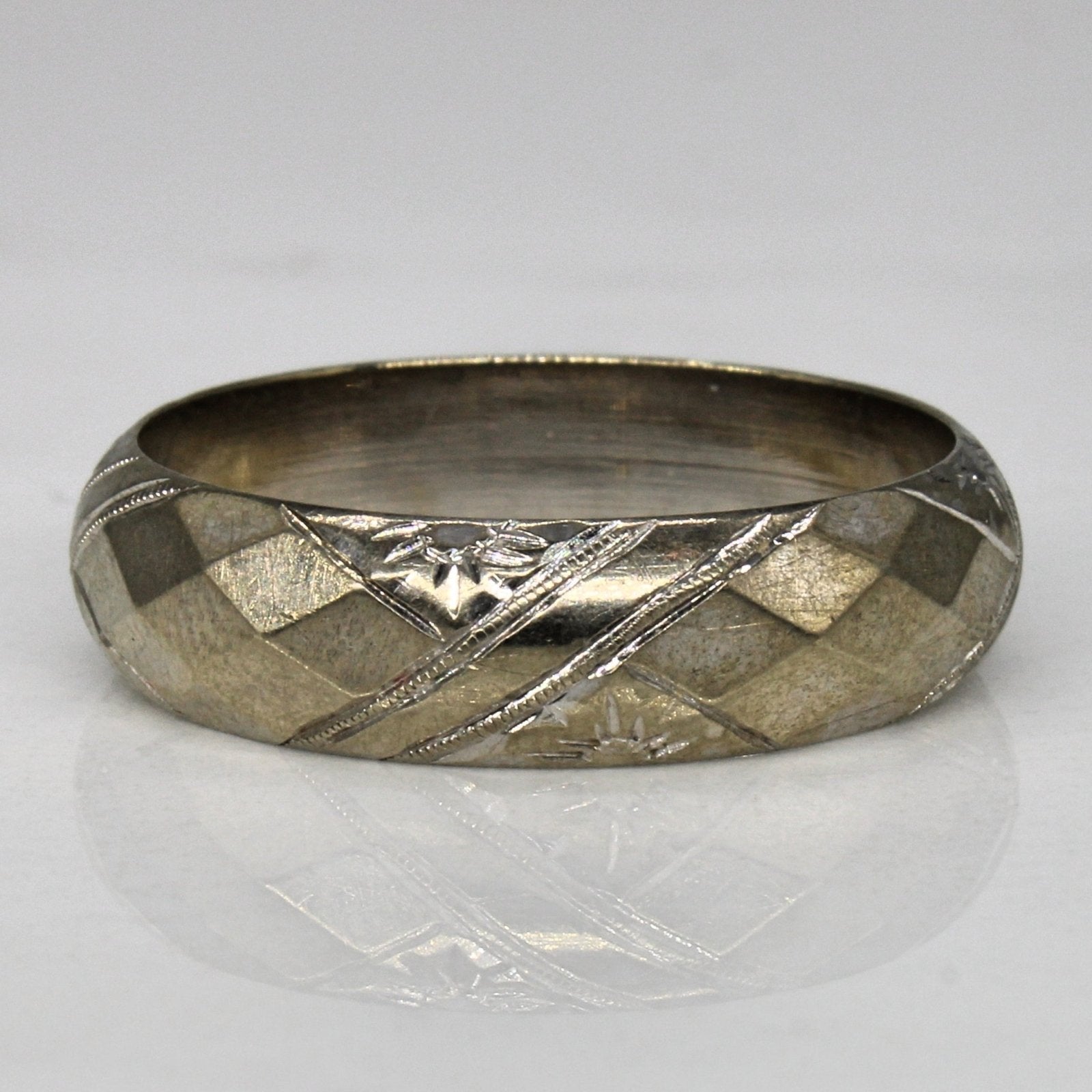 10k White Gold Textured Ring | SZ 9.5 | - 100 Ways
