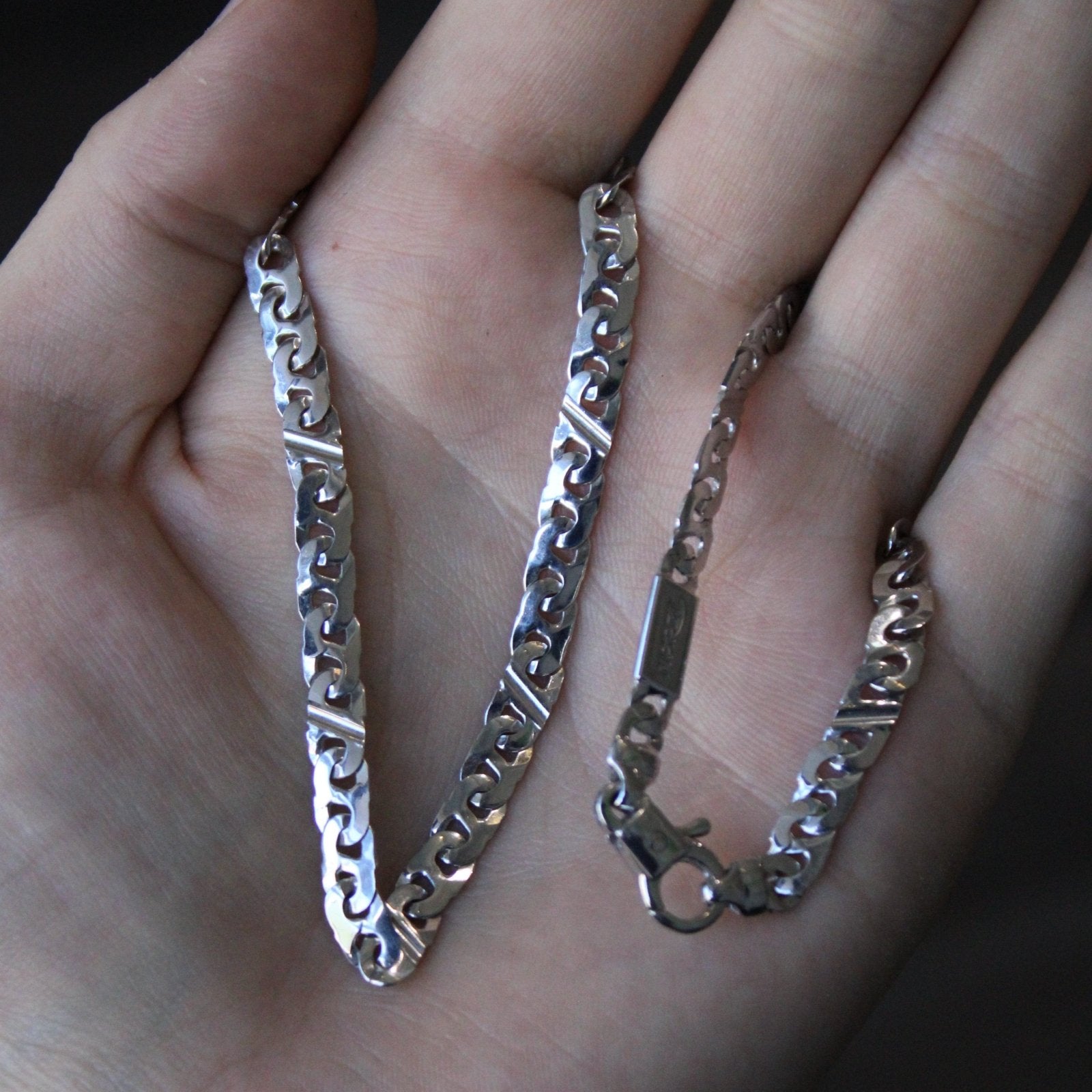 10k White Gold Unique Anchor Chain | 22" | - 100 Ways