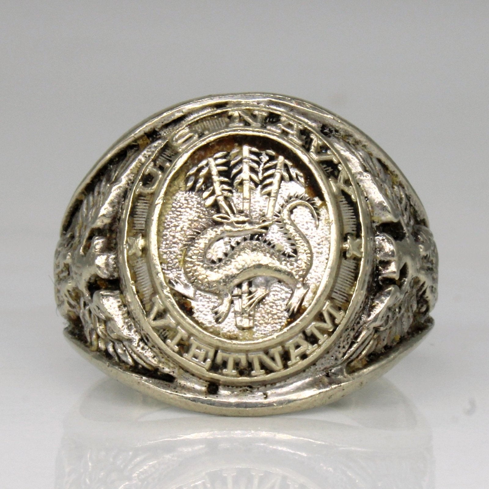 10k White Gold U.S. Navy Vietnam Veteran Ring | SZ 11.75 | - 100 Ways