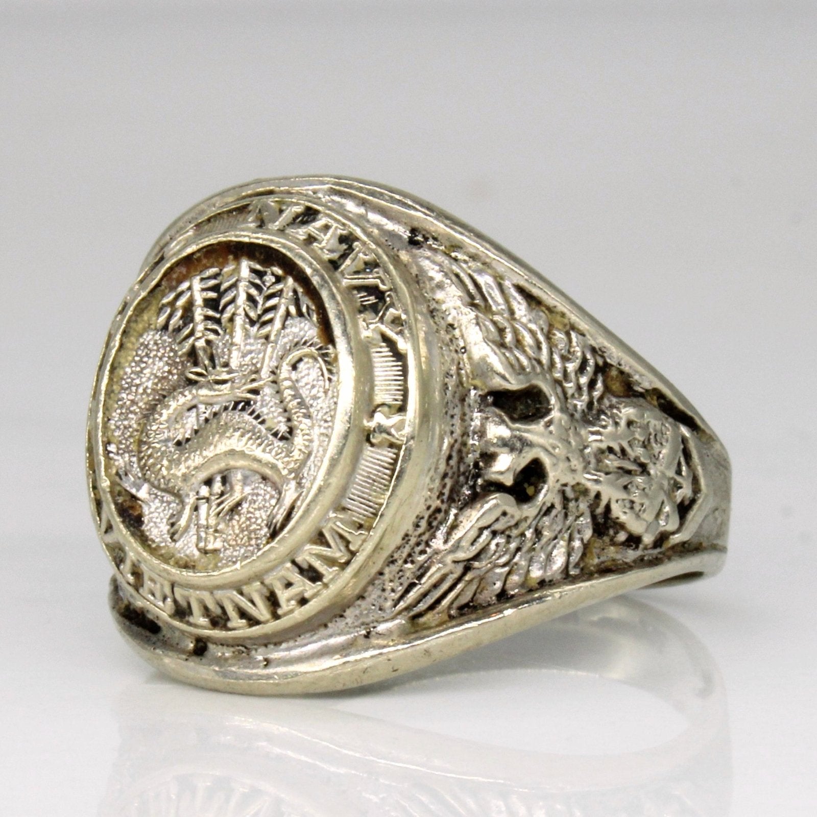 10k White Gold U.S. Navy Vietnam Veteran Ring | SZ 11.75 | - 100 Ways