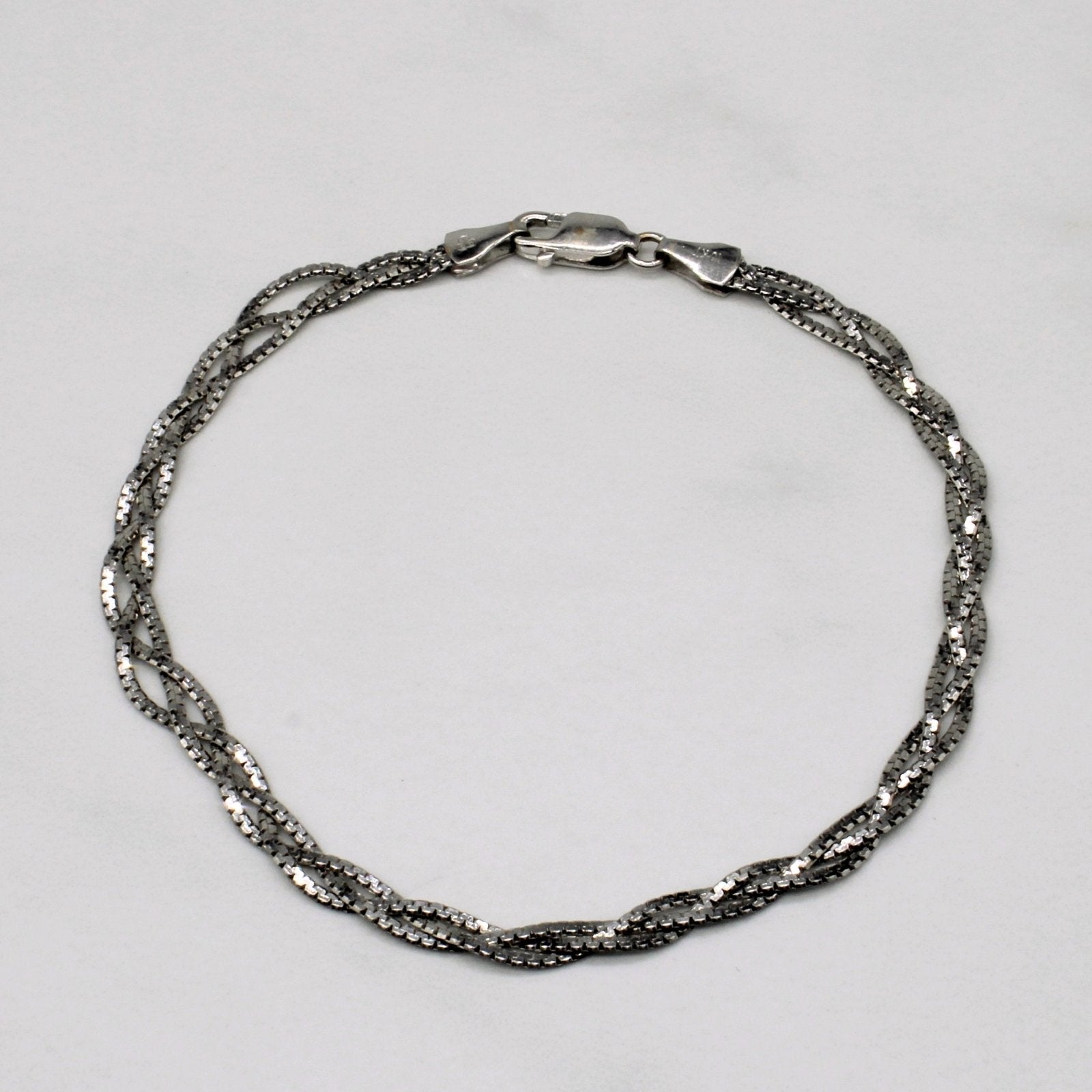 10k White Gold Woven Link Bracelet | 7.5" | - 100 Ways