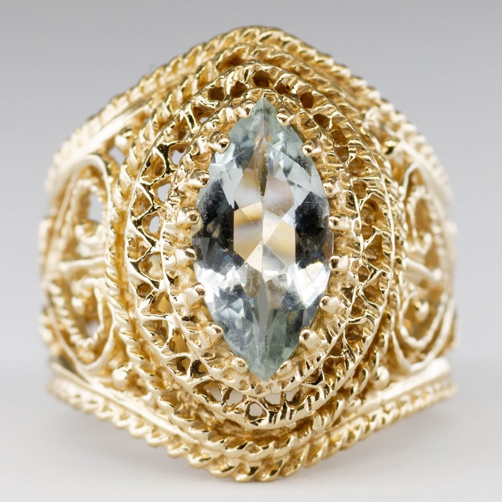 10k Yellow Gold Aquamarine Ring | 1.00ct | SZ 5.5 - 100 Ways