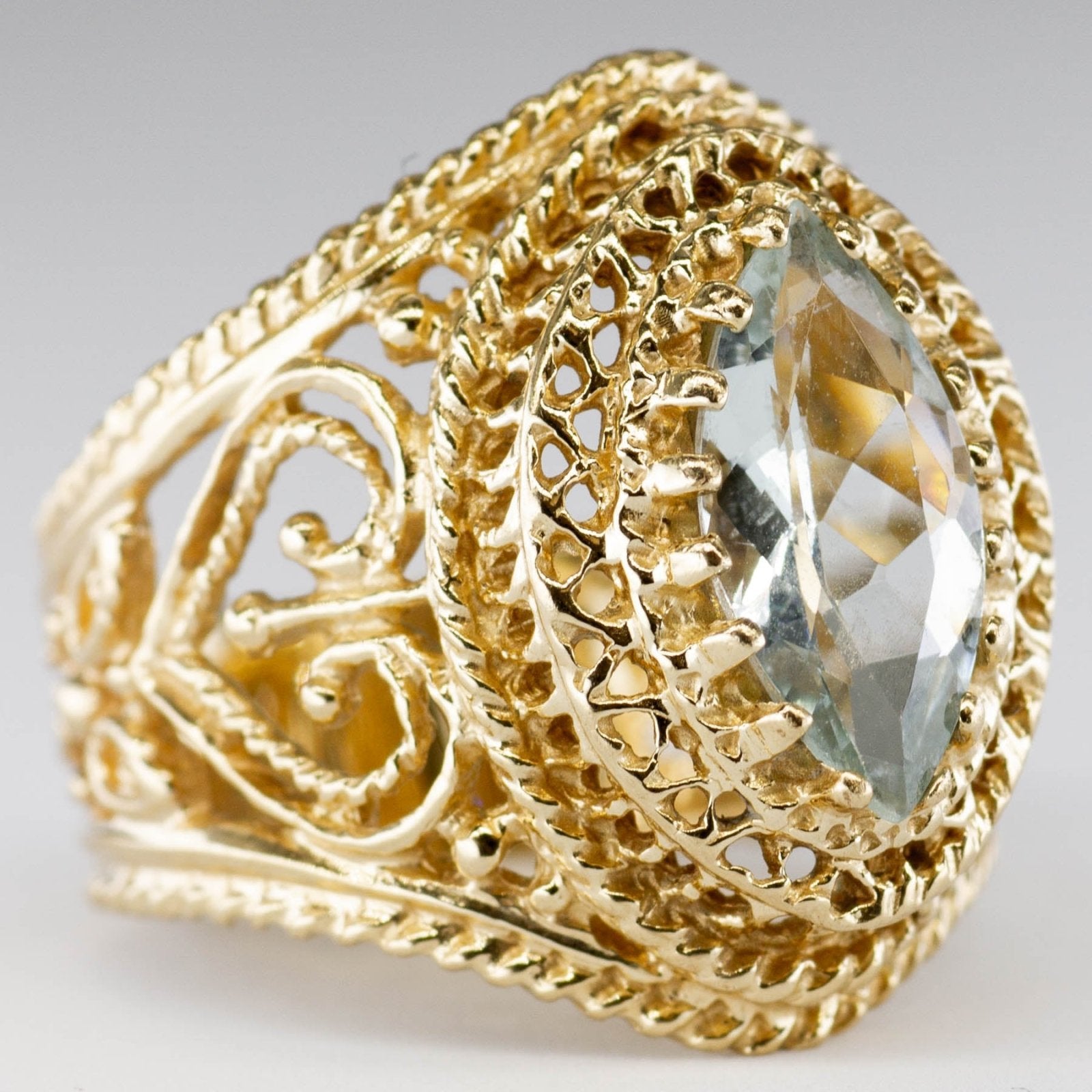 10k Yellow Gold Aquamarine Ring | 1.00ct | SZ 5.5 - 100 Ways