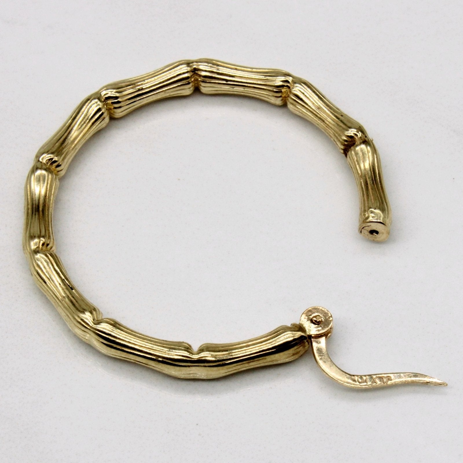 10k Yellow Gold Bamboo Hoop Earrings - 100 Ways
