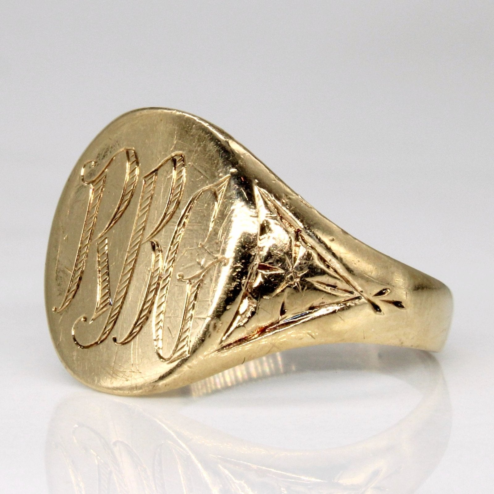10k Yellow Gold 'R.B.G.' Signet Ring | SZ 8 | - 100 Ways