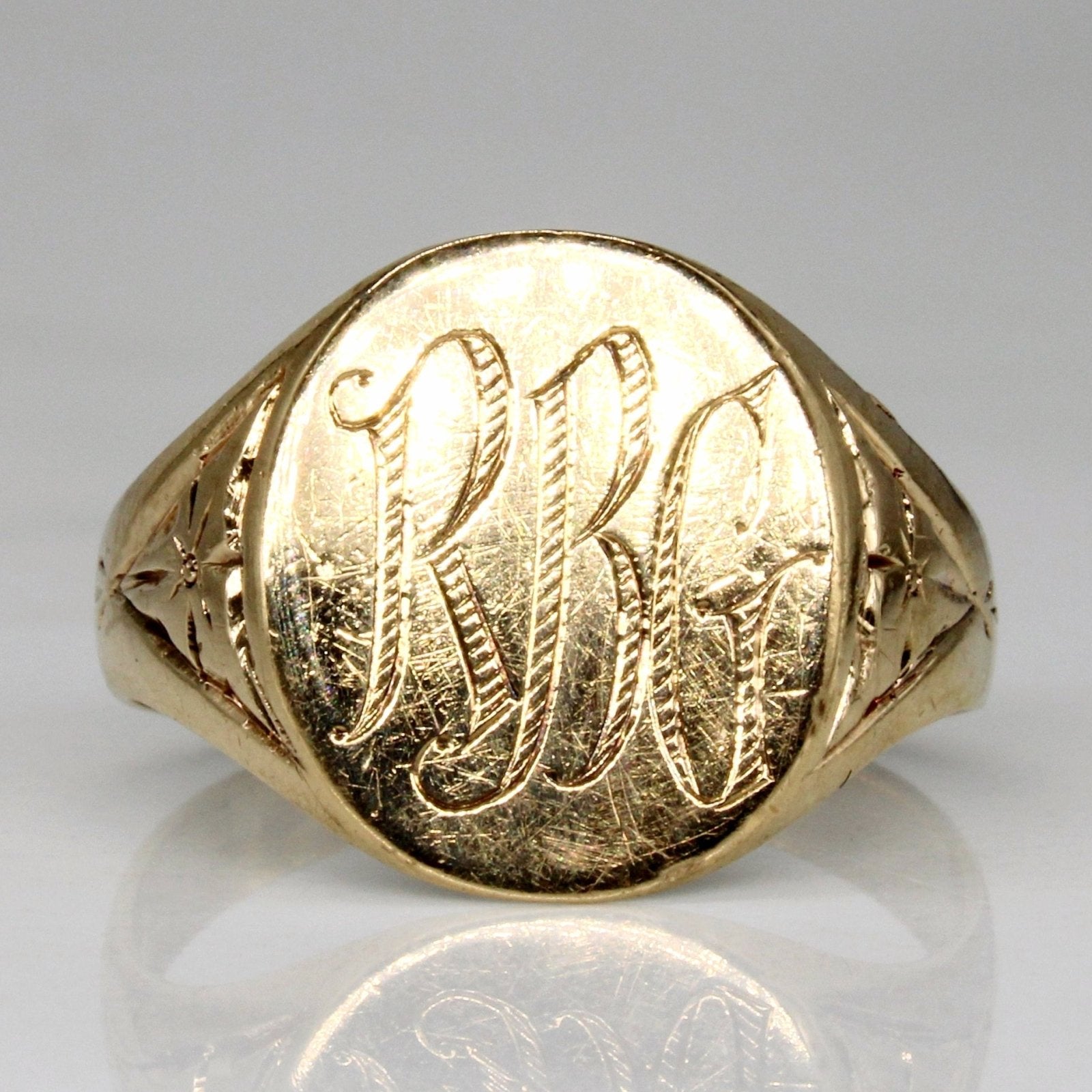 10k Yellow Gold 'R.B.G.' Signet Ring | SZ 8 | - 100 Ways