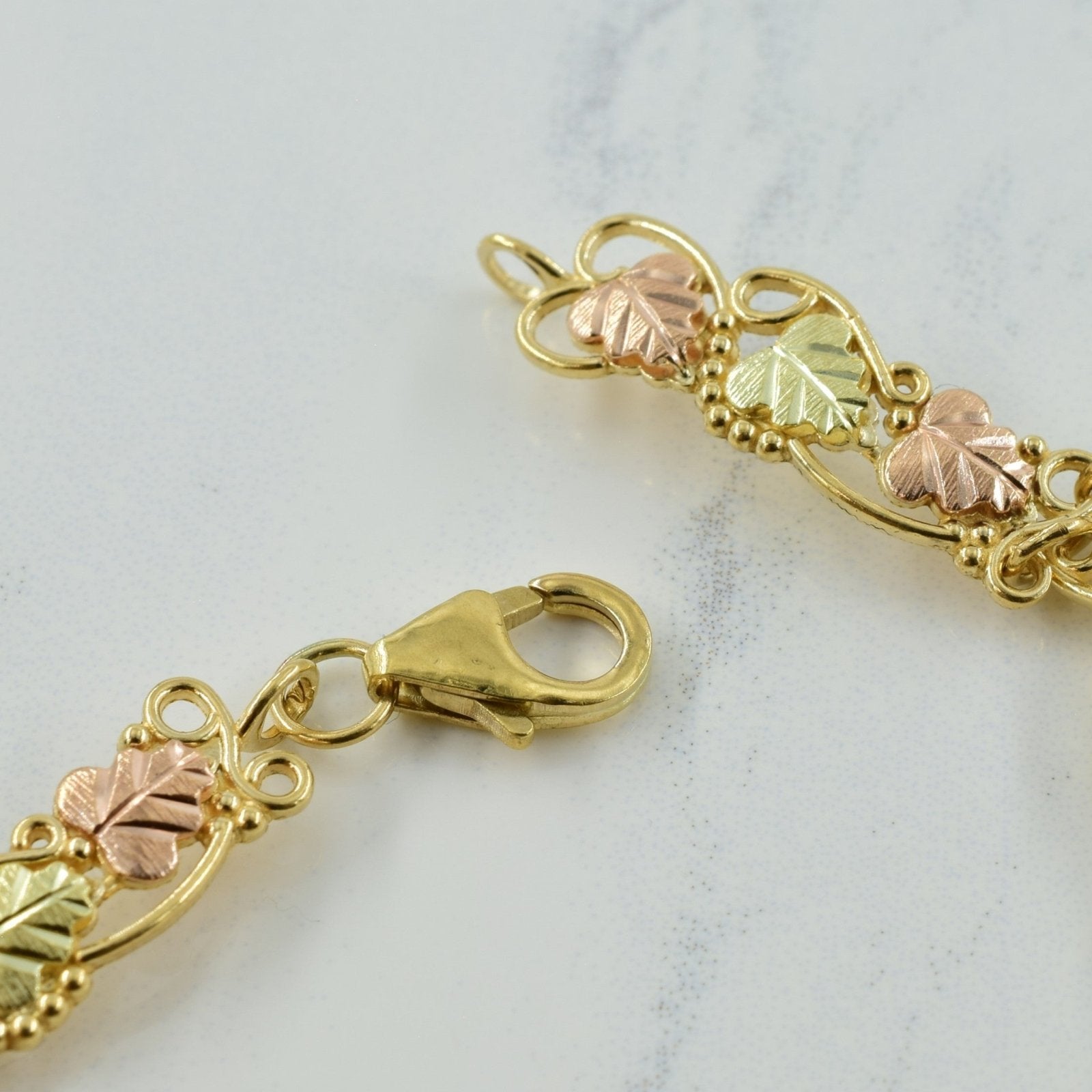 10k Yellow & Rose Gold Leaf Bracelet | 7" | - 100 Ways