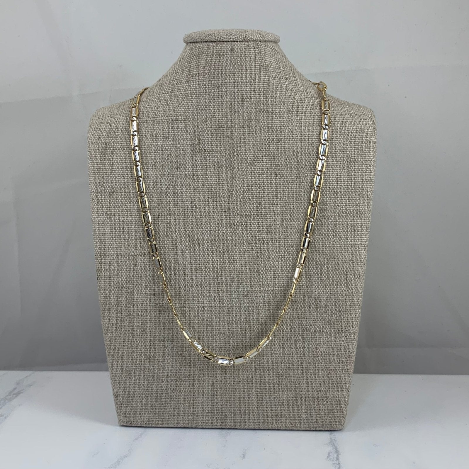 10k Yellow & White Gold Fancy Chain | 16" | - 100 Ways