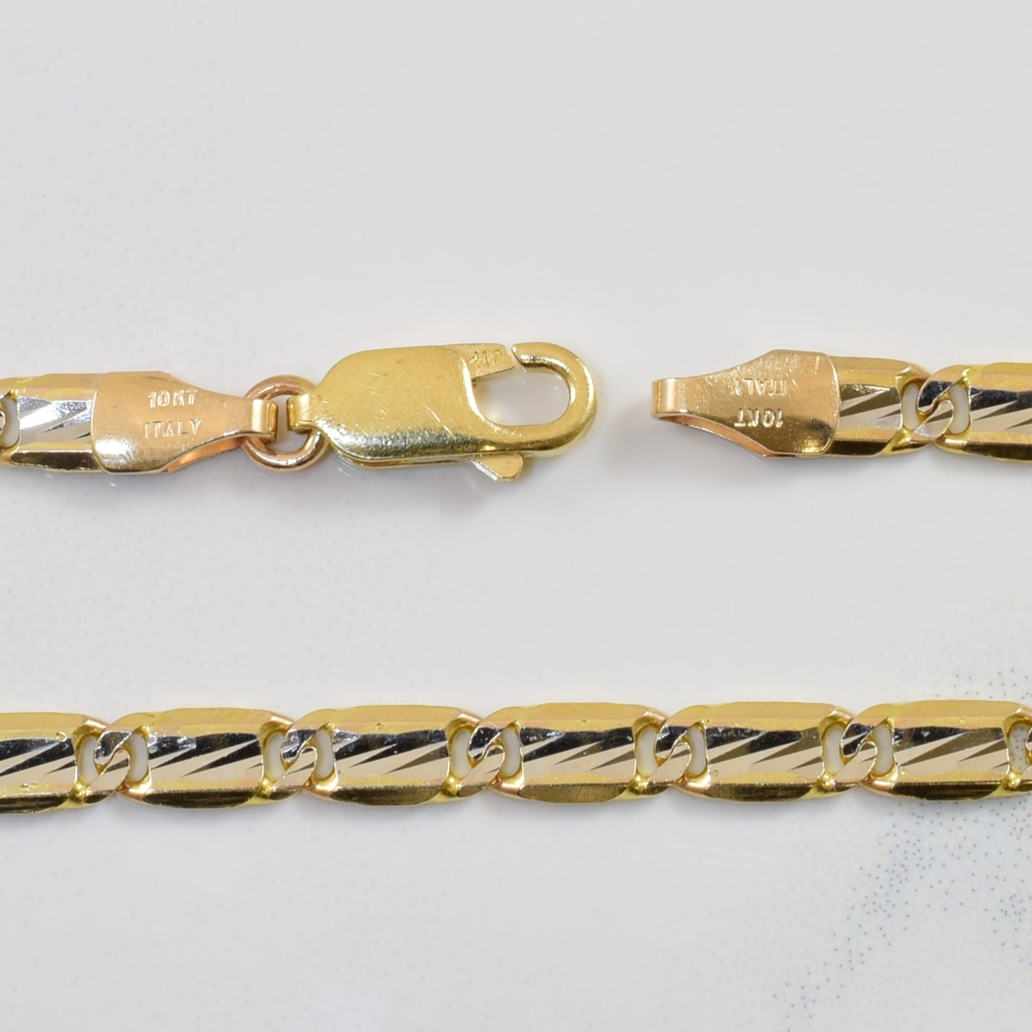 10k Yellow & White Gold Fancy Chain | 16" | - 100 Ways