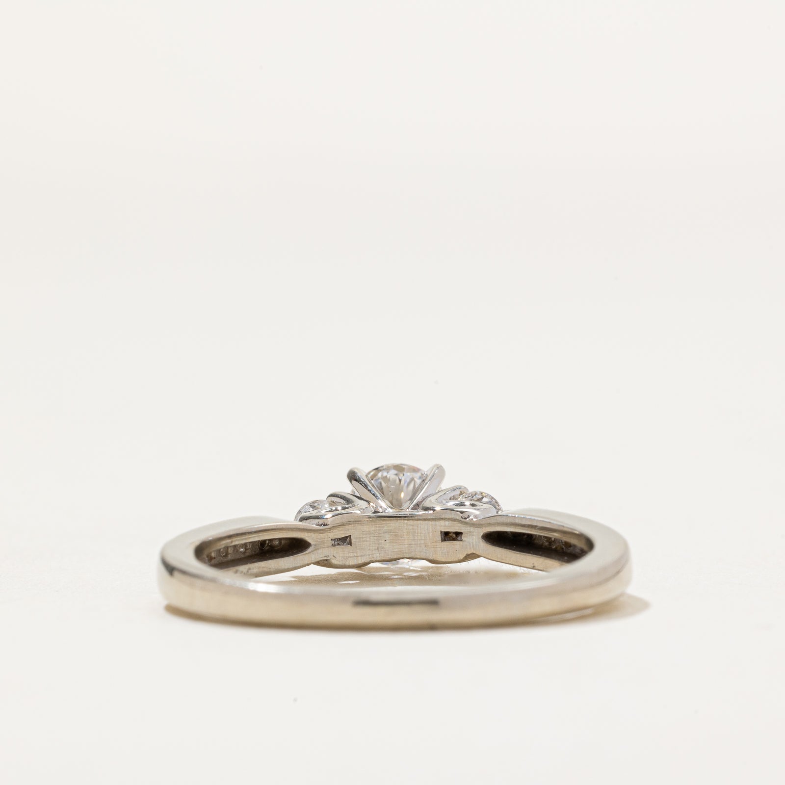 Three Stone Diamond Pave Shoulder 14k Ring | 0.67ctw | SZ 6 |