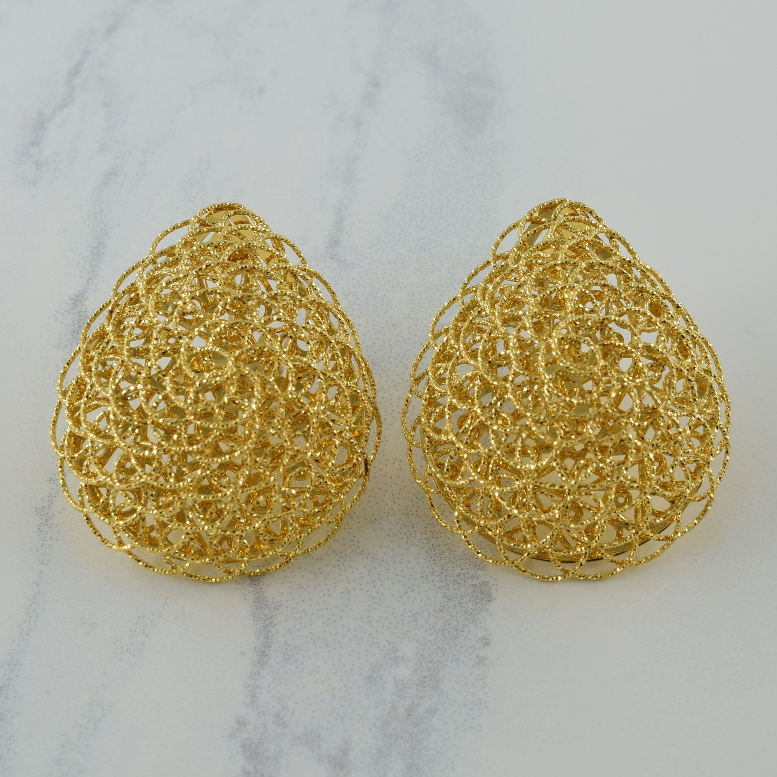 18k Yellow Gold Spiral Drop Stud Earrings